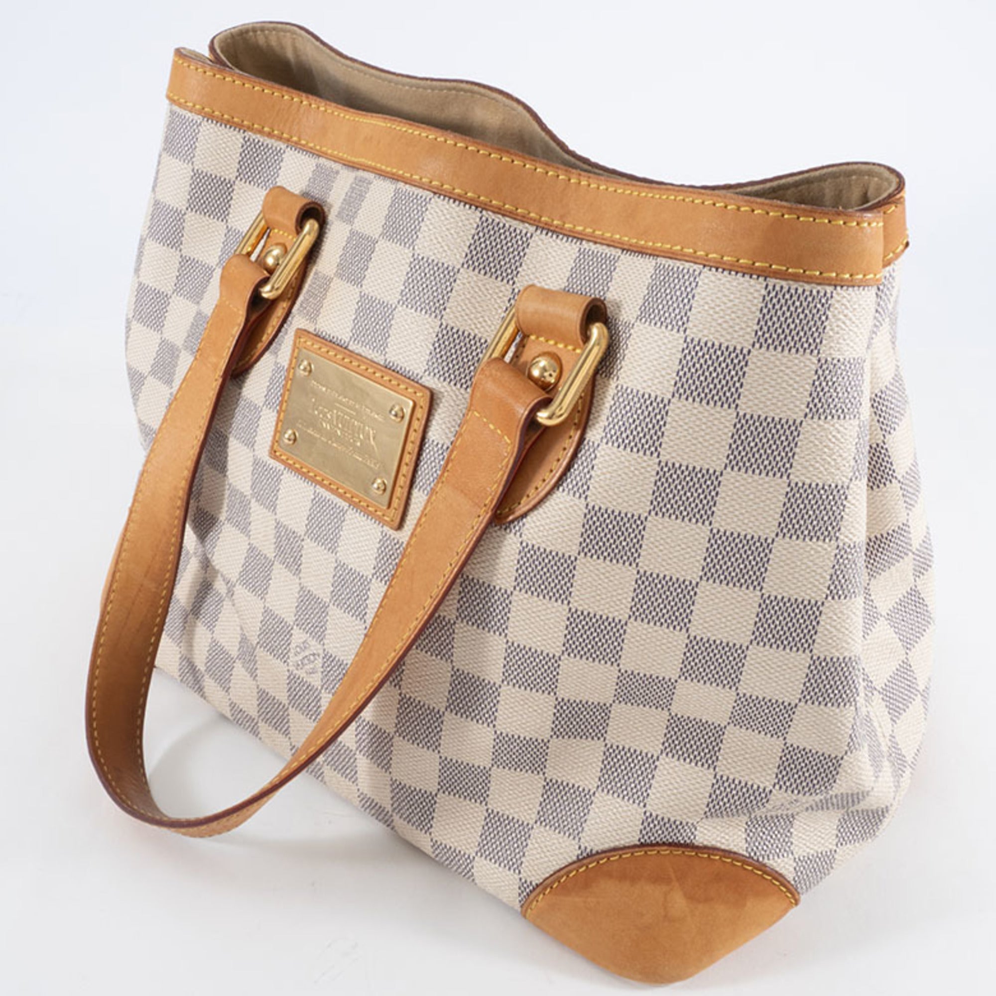 Louis Vuitton Beige Ivory White Canvas Damier Azur Handbag (Pre-Owned)