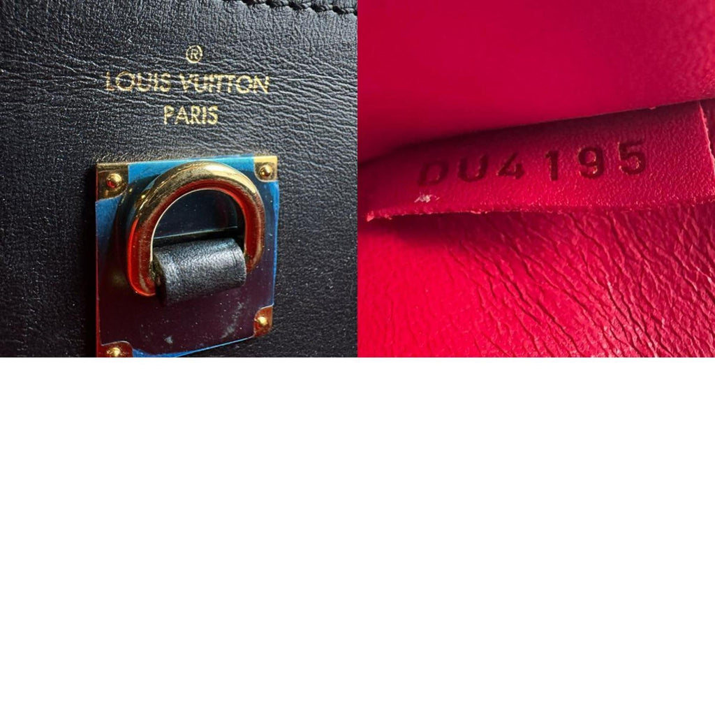 Louis Vuitton Beige Black Red Color Leather Handbag Shoulder Bag (Pre-Owned)