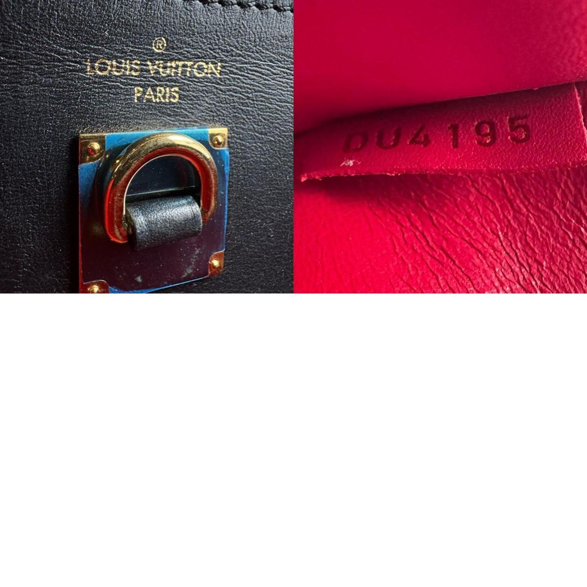 Louis Vuitton Beige Black Red Color Leather Handbag Shoulder Bag (Pre-Owned)