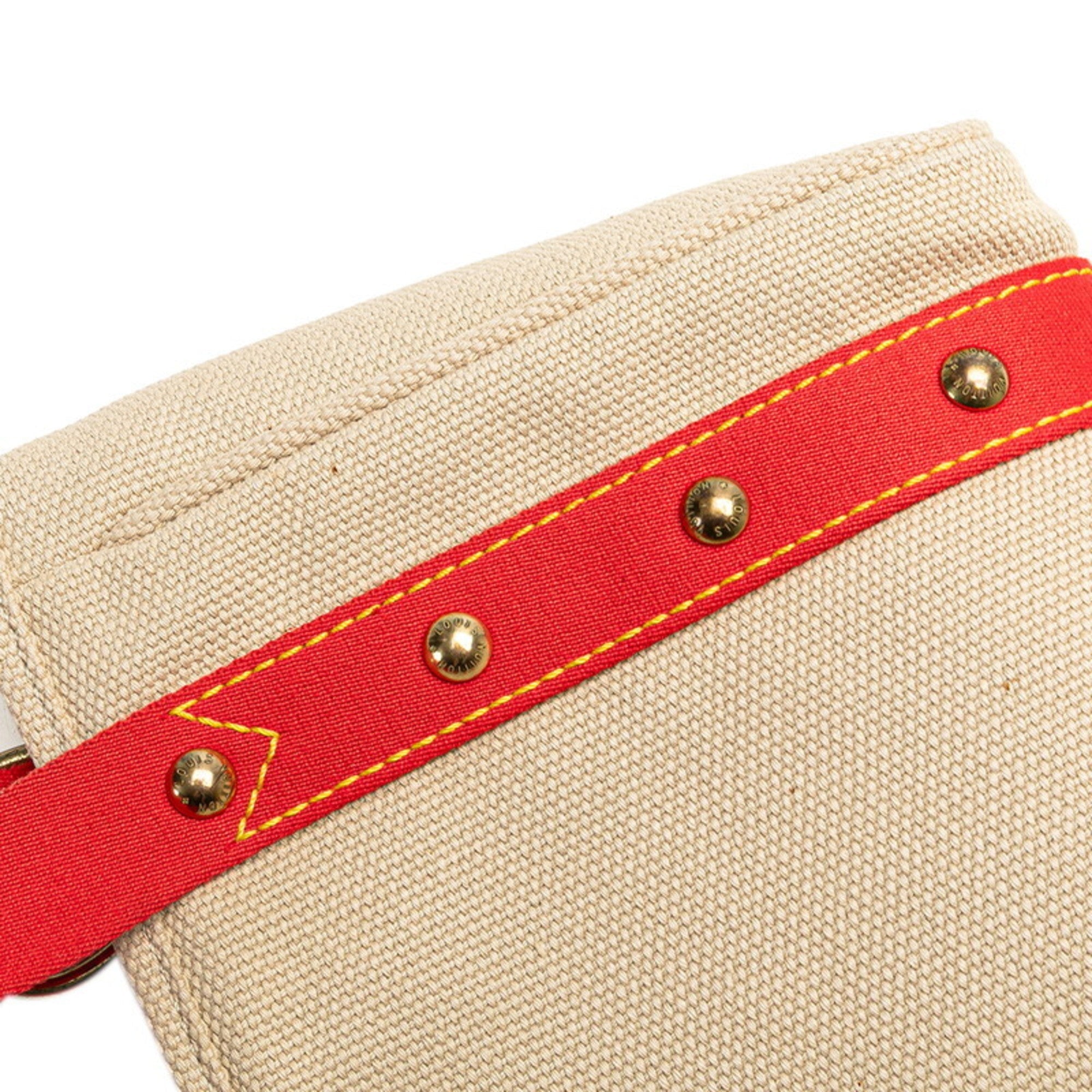 Louis Vuitton Antigua Beige Red Color Canvas Handbag (Pre-Owned)