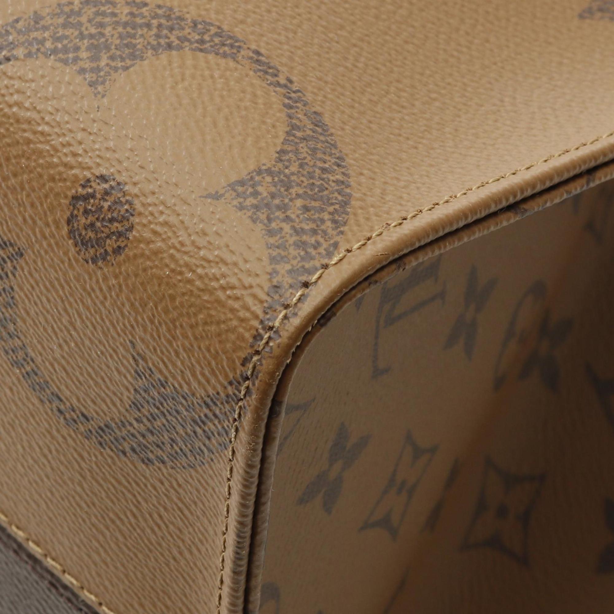 Louis Vuitton Beige Brown Coated Canvas Tote Bag (Pre-Owned)