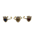 Crystal Heart Band Ring Gold