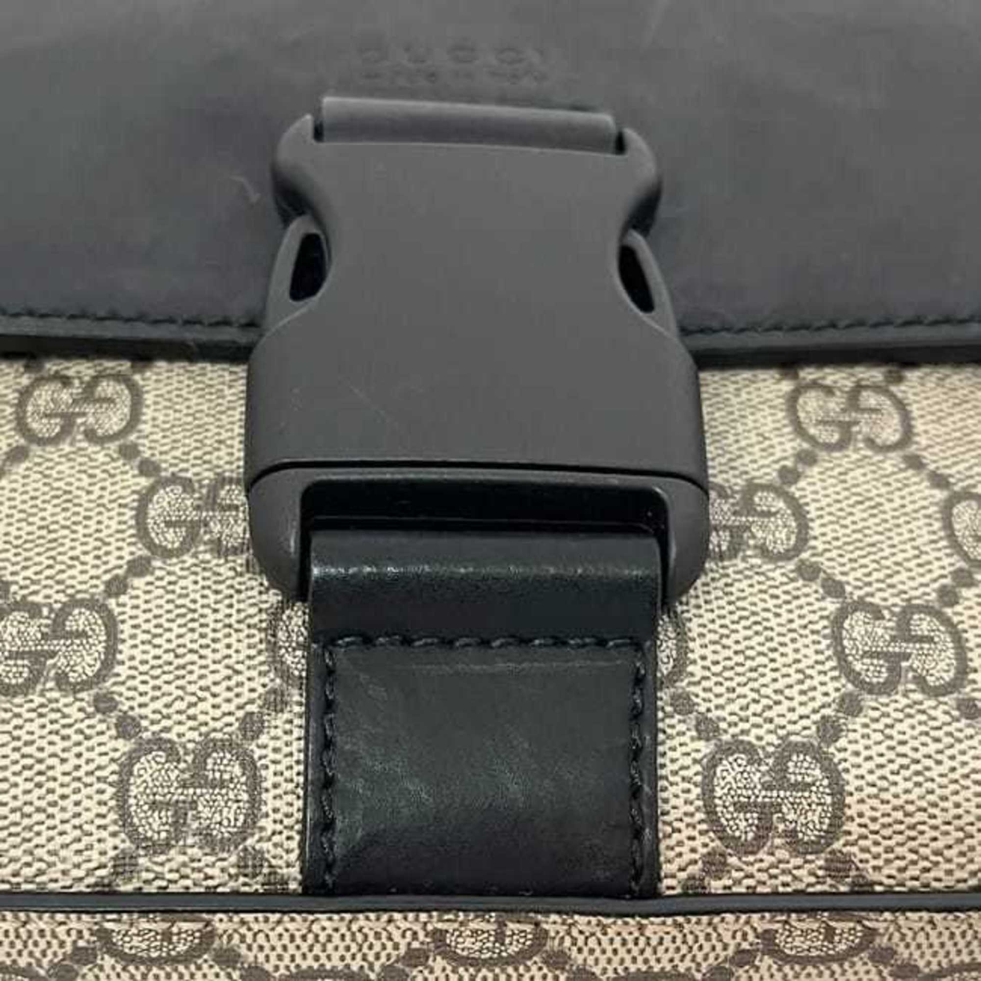 Buckle Flap Messenger Bag GG Coated Canvas with Leather Medium