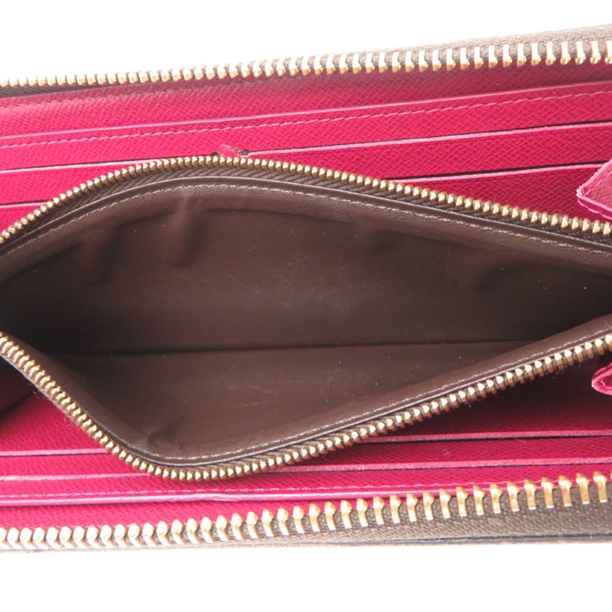 Louis Vuitton Brown Fuchsia Monogram Long Wallet (Bi-Fold) (Pre-Owned)