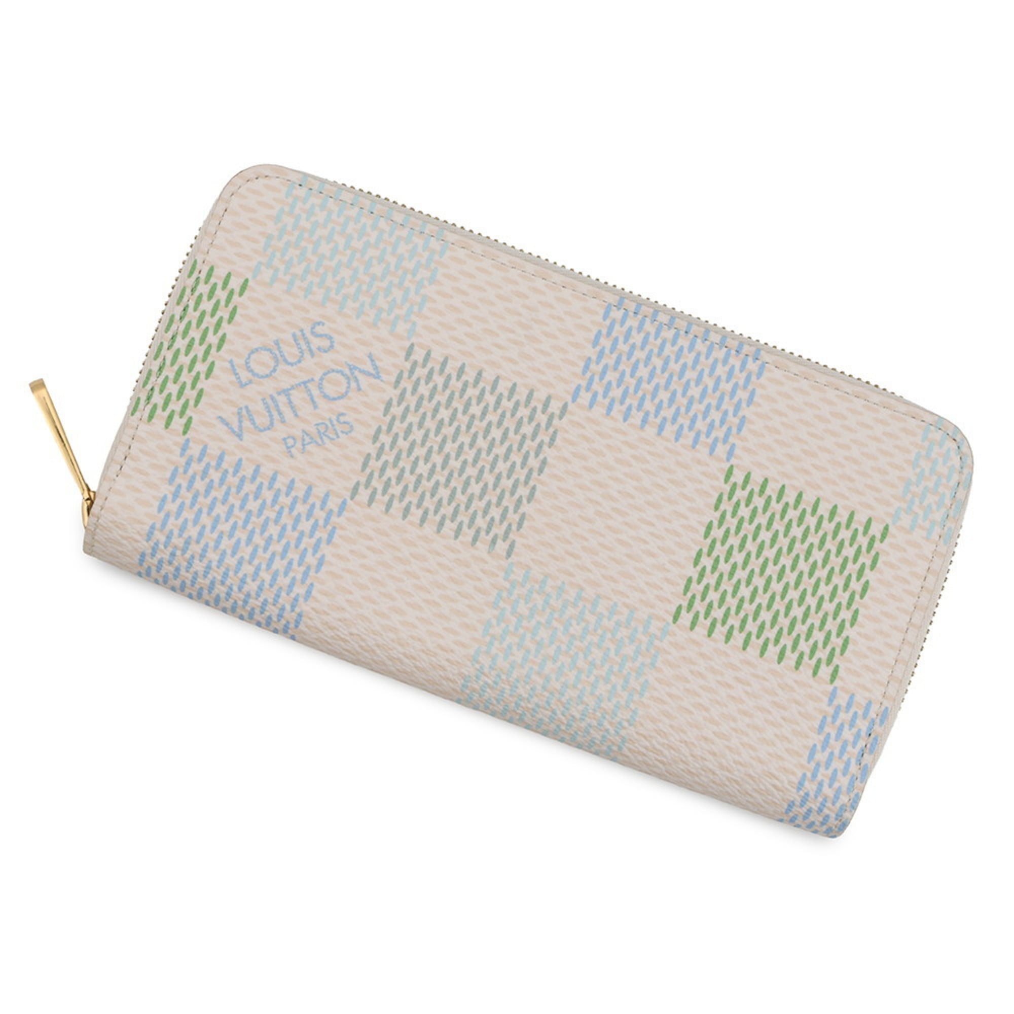 Louis Vuitton Beige Light Green Long Wallet (Bi-Fold) (Pre-Owned)