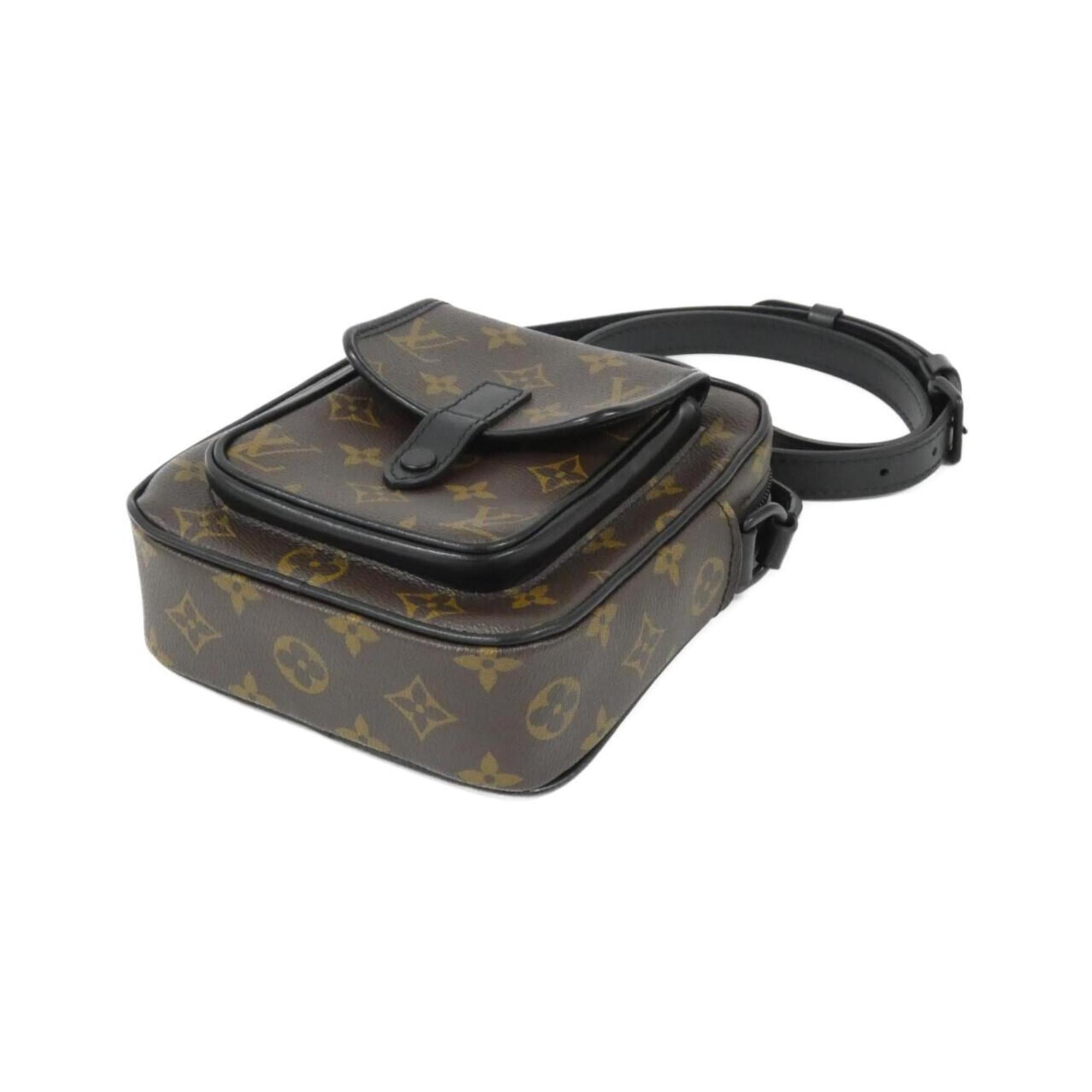 Louis Vuitton Black Brown Coated Canvas Shoulder Bag (Pre-Owned)