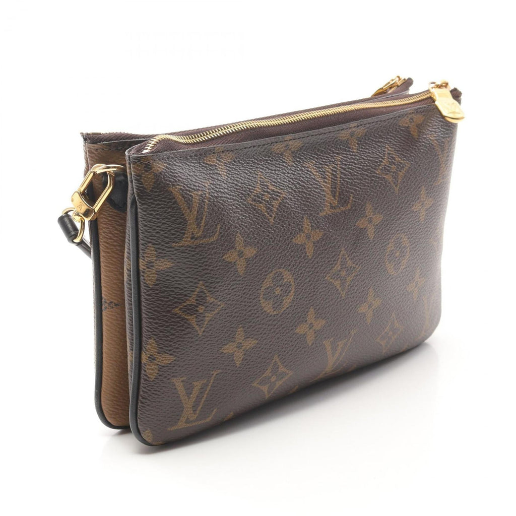 Louis Vuitton Beige Brown Monogram Reverse Pvc Coated Canvas Leather Pochette Shoulder Bag (Pre-Owned)