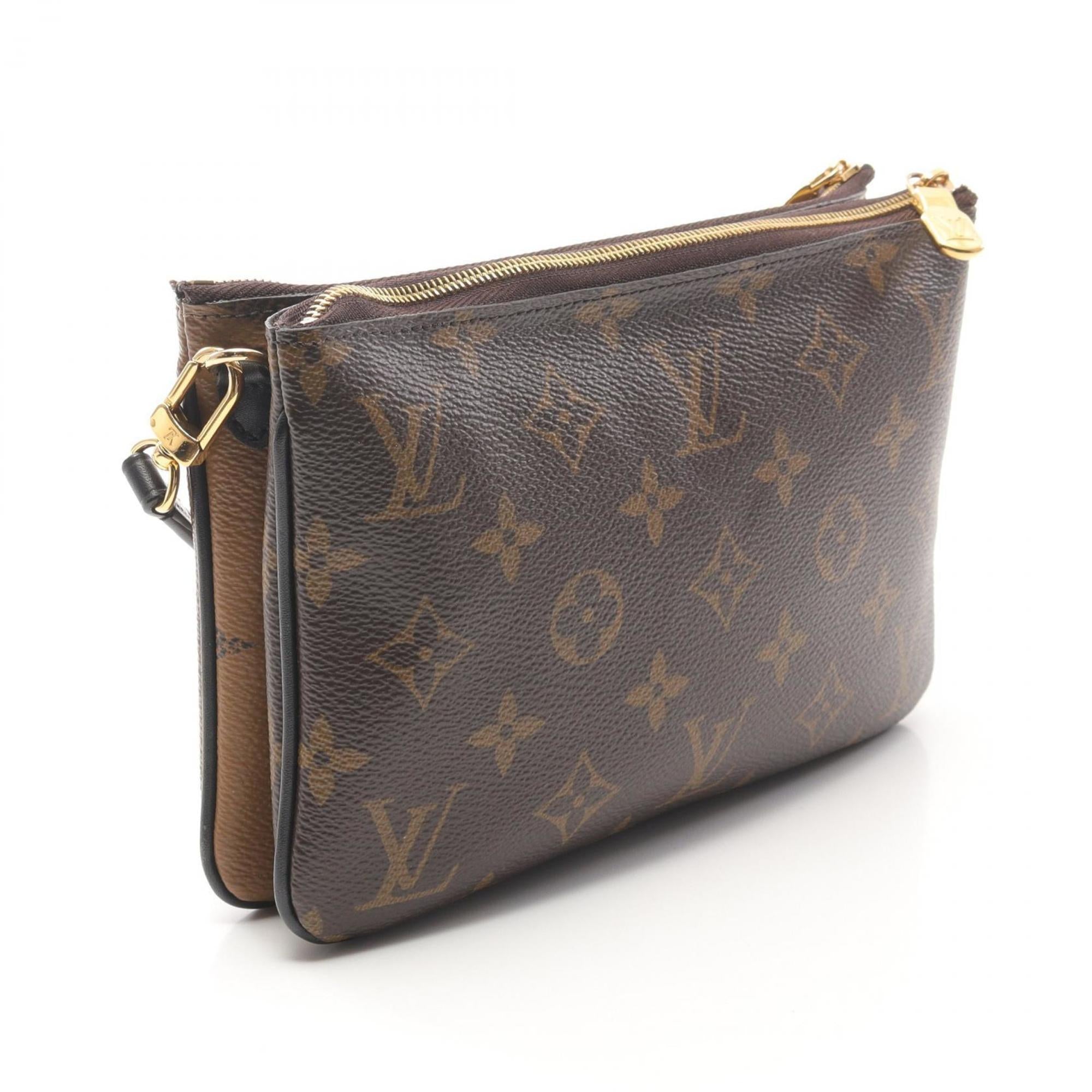 Louis Vuitton Beige Brown Monogram Reverse Pvc Coated Canvas Leather Pochette Shoulder Bag (Pre-Owned)