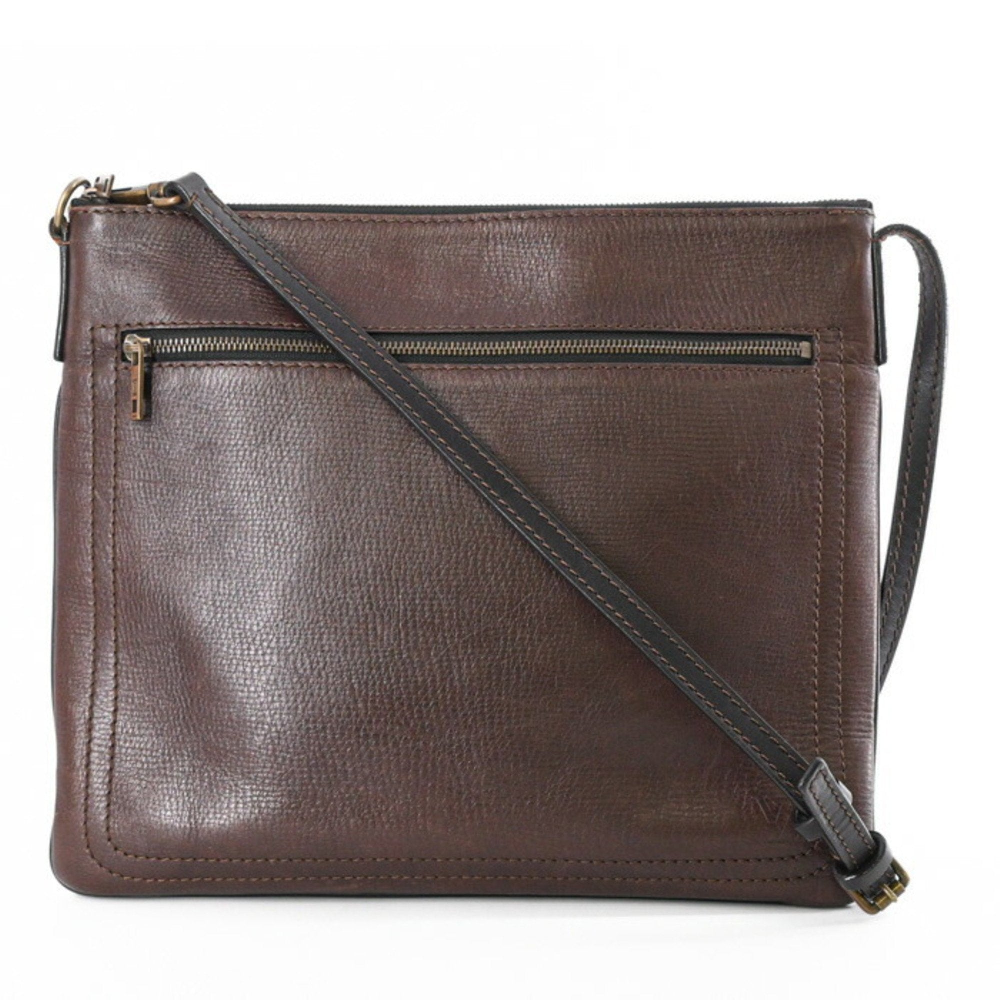 Louis Vuitton Dark Brown Leather Pochette Shoulder Bag (Pre-Owned)