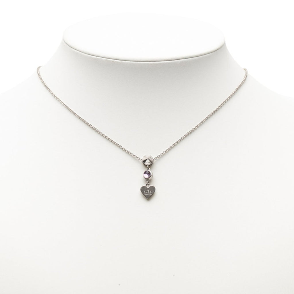 Heart Stud Pendant Necklace Sterling Silver