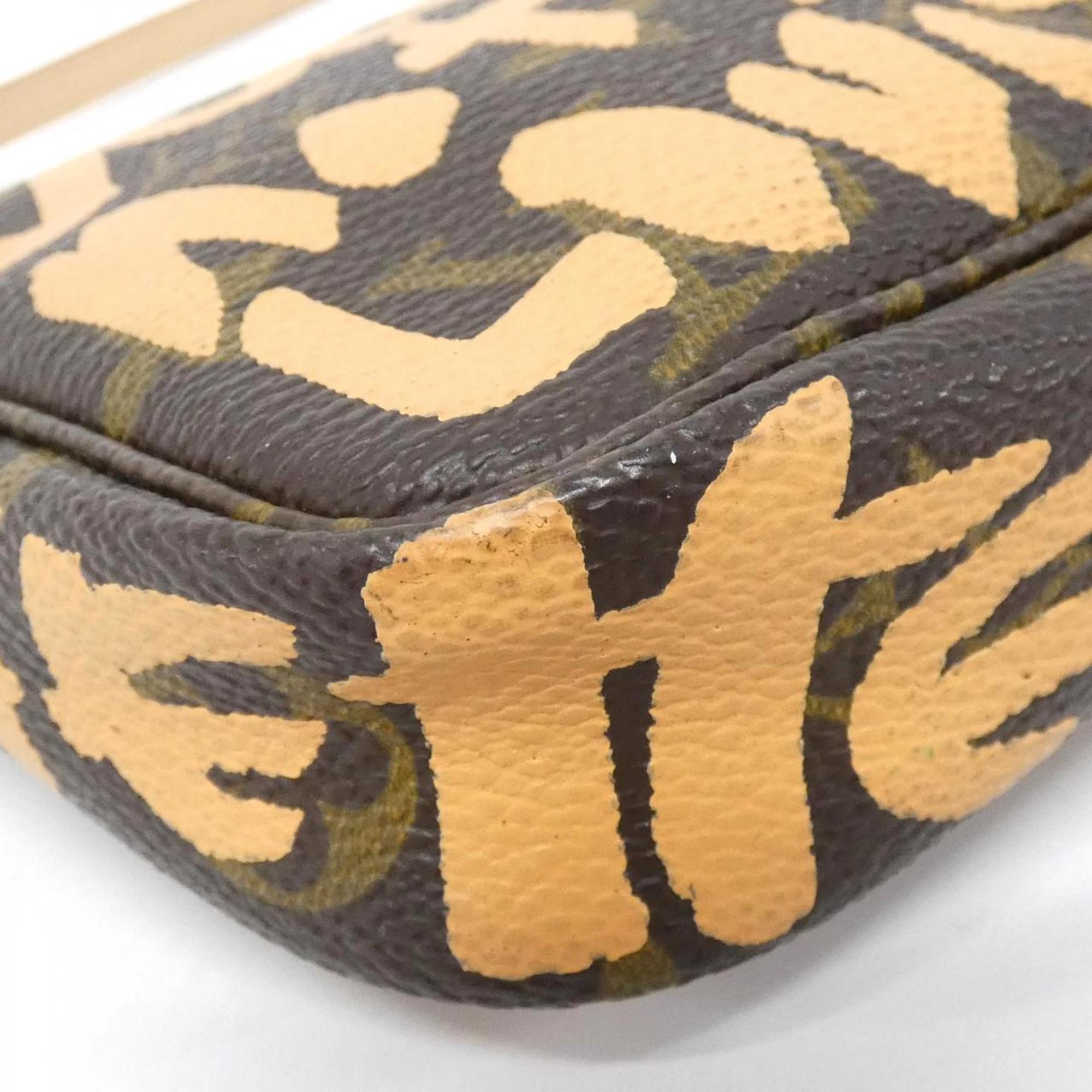Louis Vuitton Marron Peach Coated Canvas Pochette Pouch (Pre-Owned)