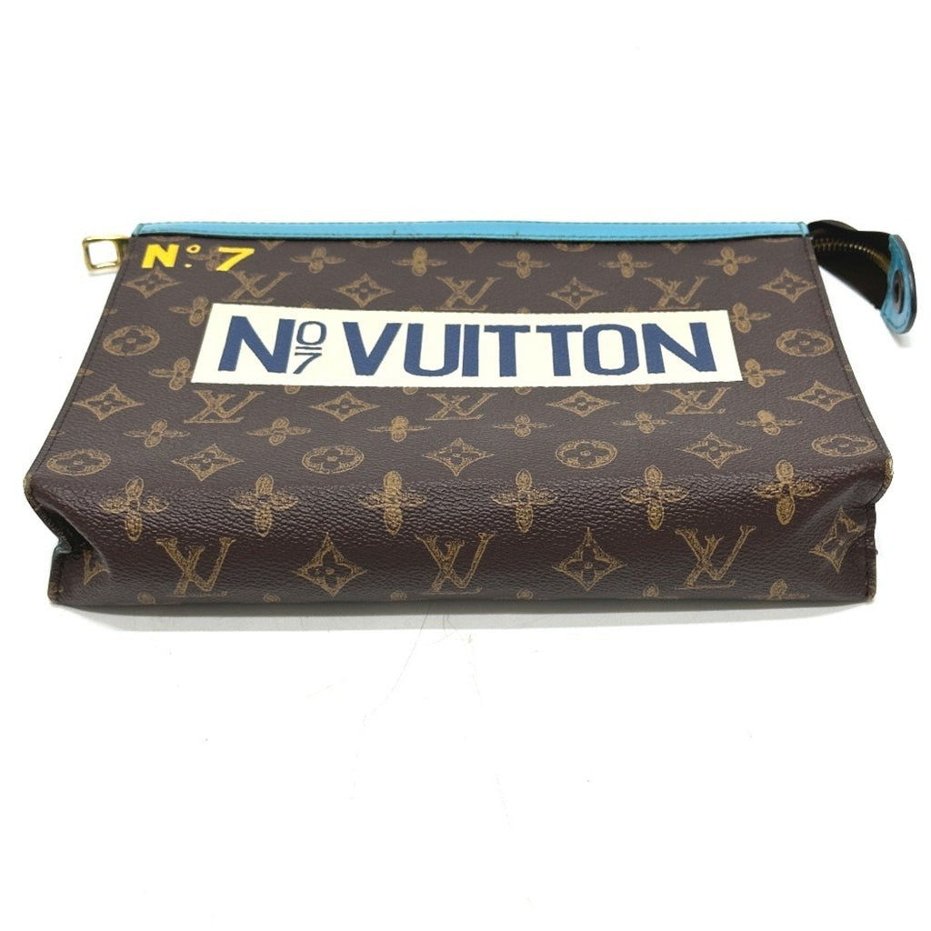 Louis Vuitton Blue Brown Monogram Clutch Bag Pochette (Pre-Owned)