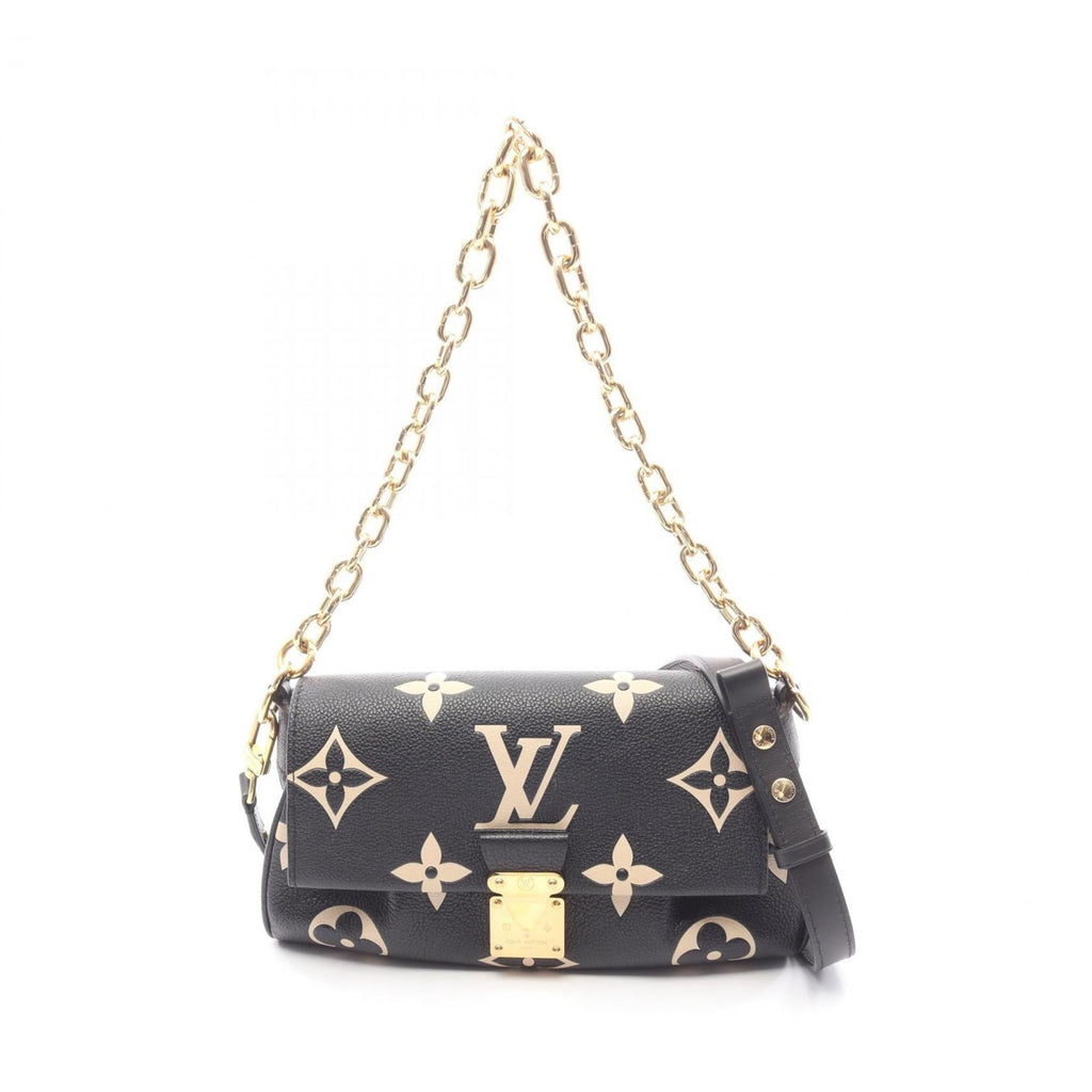 Louis Vuitton Beige Black Leather Handbag (Pre-Owned)