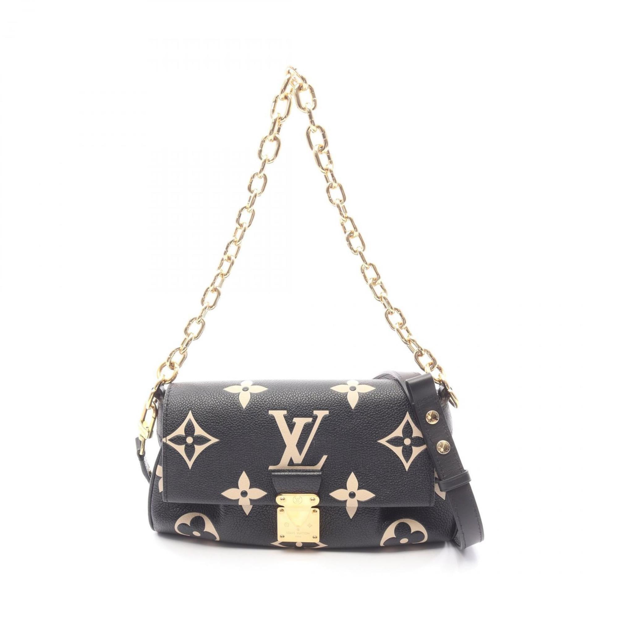 Louis Vuitton Beige Black Leather Handbag (Pre-Owned)