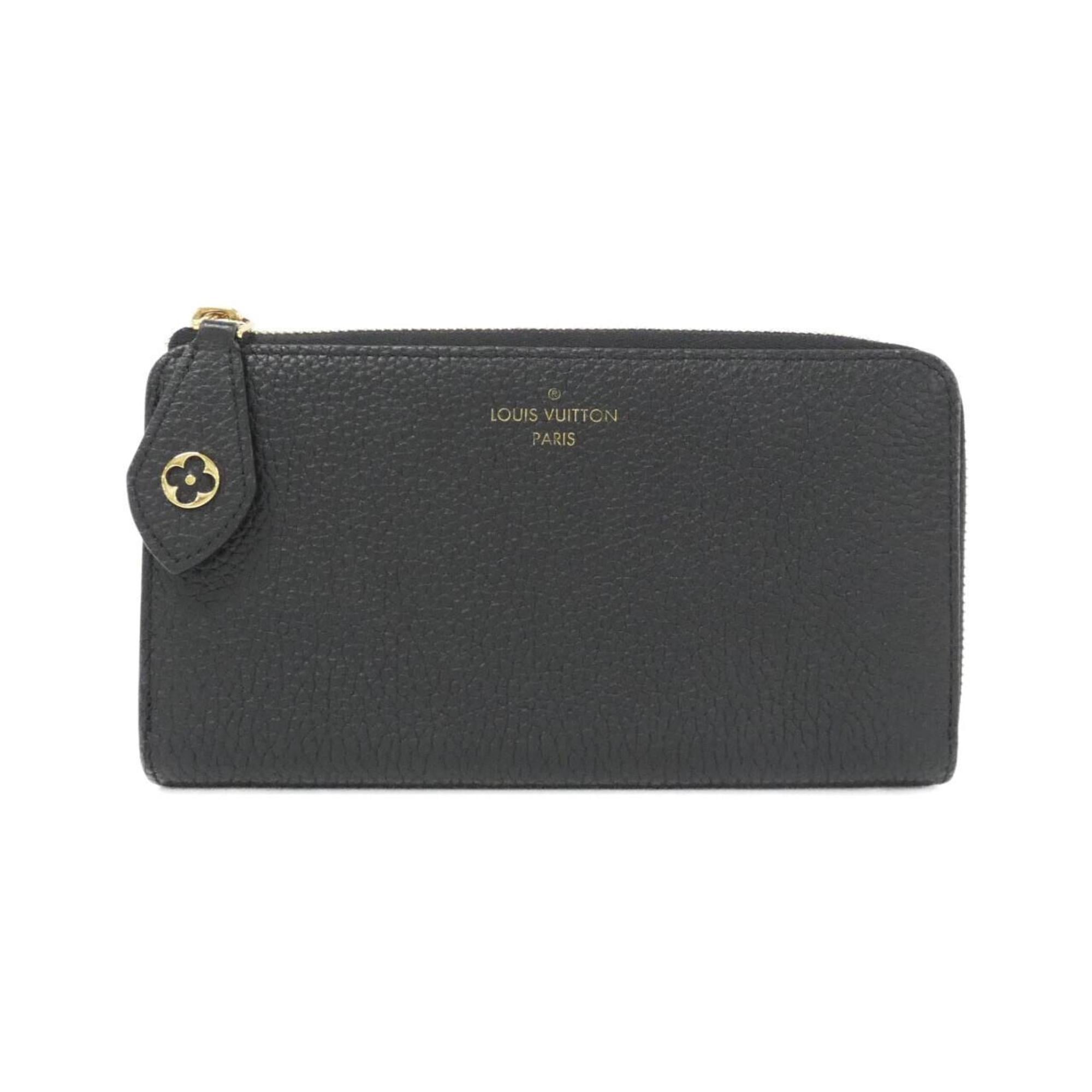 Louis Vuitton Black Leather Long Wallet (Bi-Fold) (Pre-Owned)