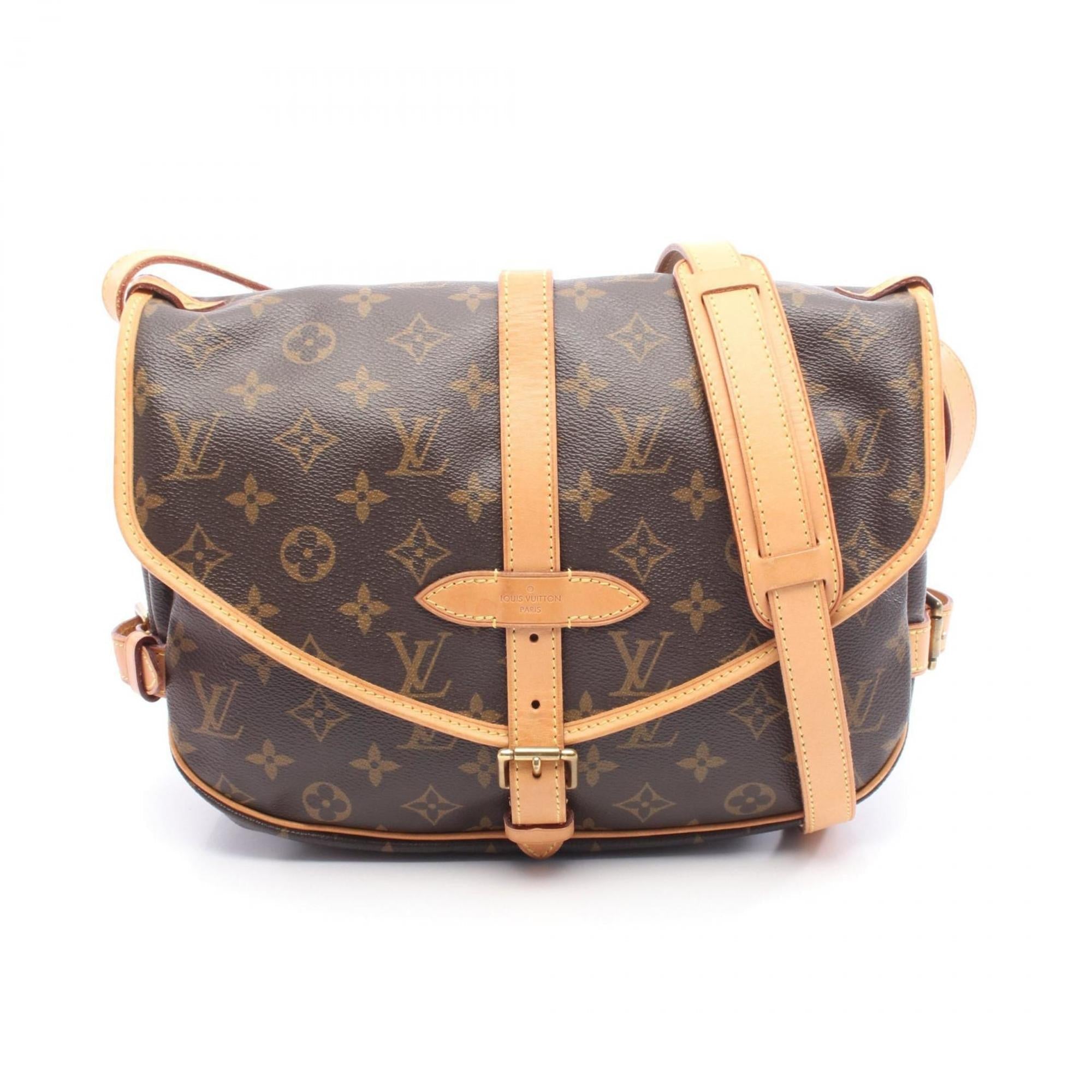Louis Vuitton Brown Coated Canvas Leather Shoulder Bag (Pre-Owned)