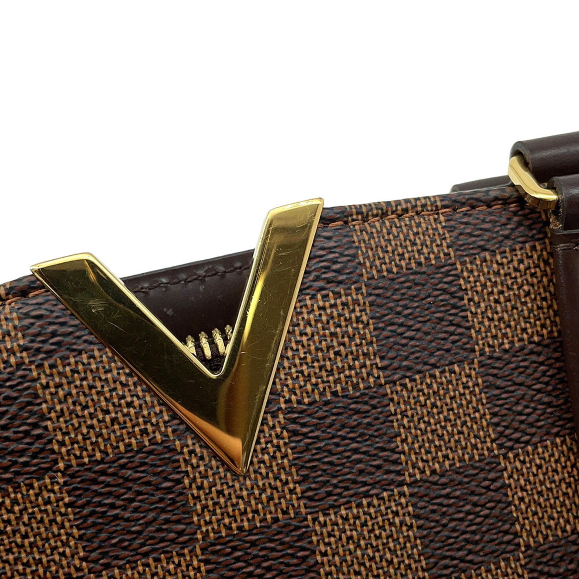 Louis Vuitton Beige Brown Damier Canvas Exotic Leather Handbag (Pre-Owned)