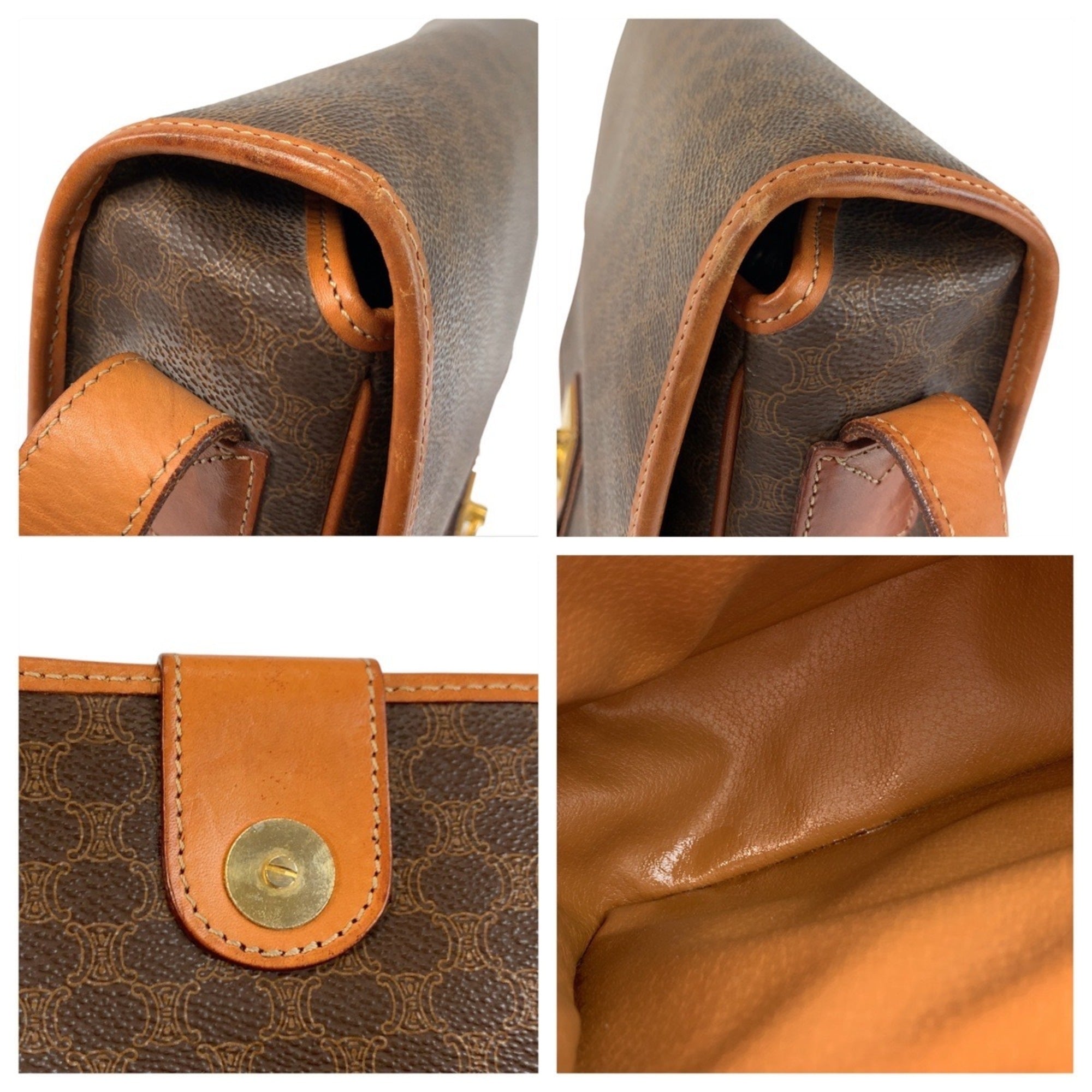 Vintage Saddle Flap Shoulder Bag Macadam Coated Canvas Small