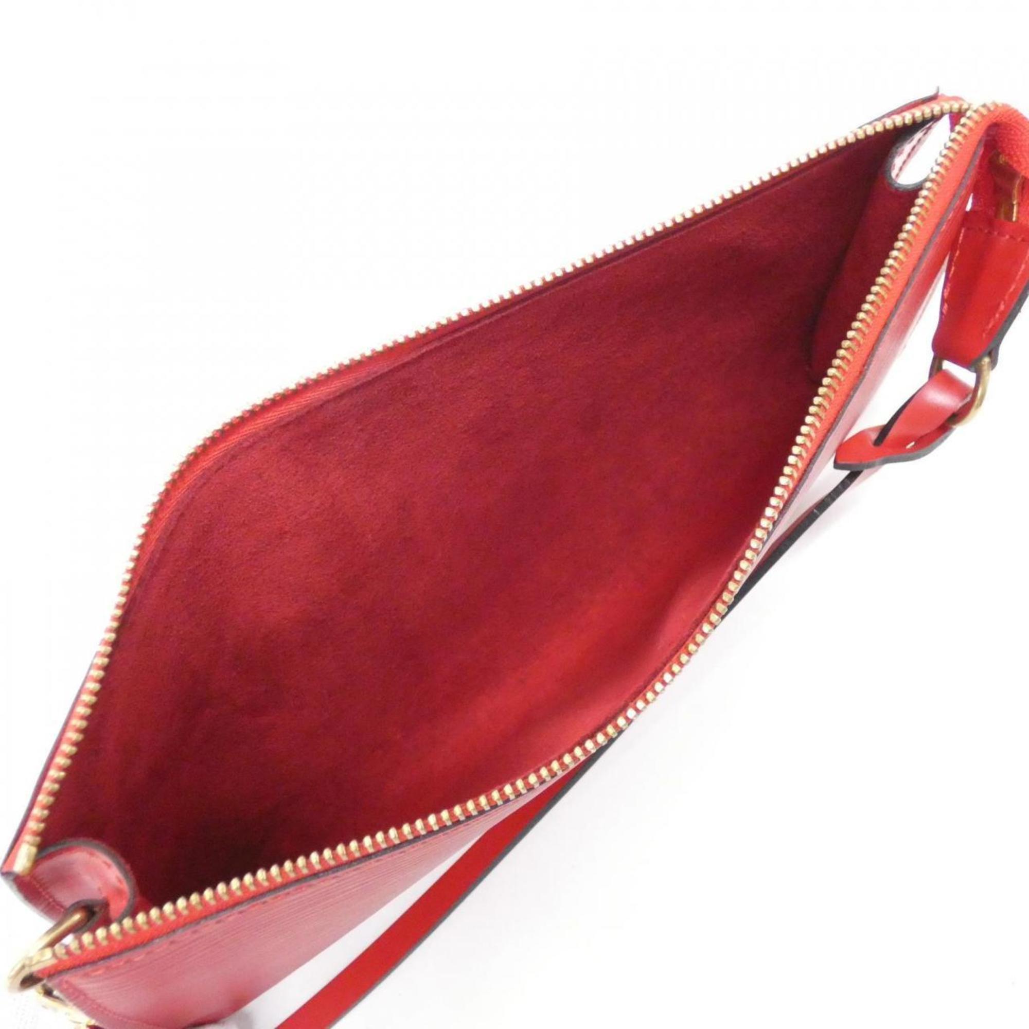 Louis Vuitton Red Color Leather Pochette Pouch (Pre-Owned)