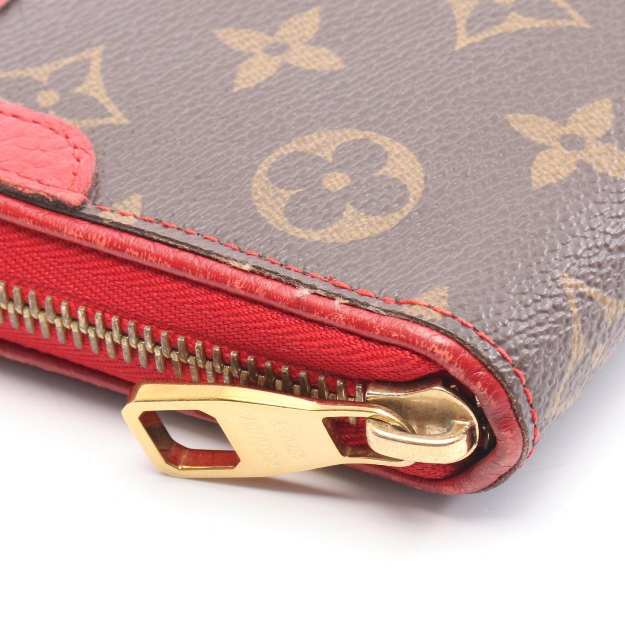 Louis Vuitton Brown Cerise Red Color Monogram Leather Coated Canvas Long Wallet (Bi-Fold) (Pre-Owned)