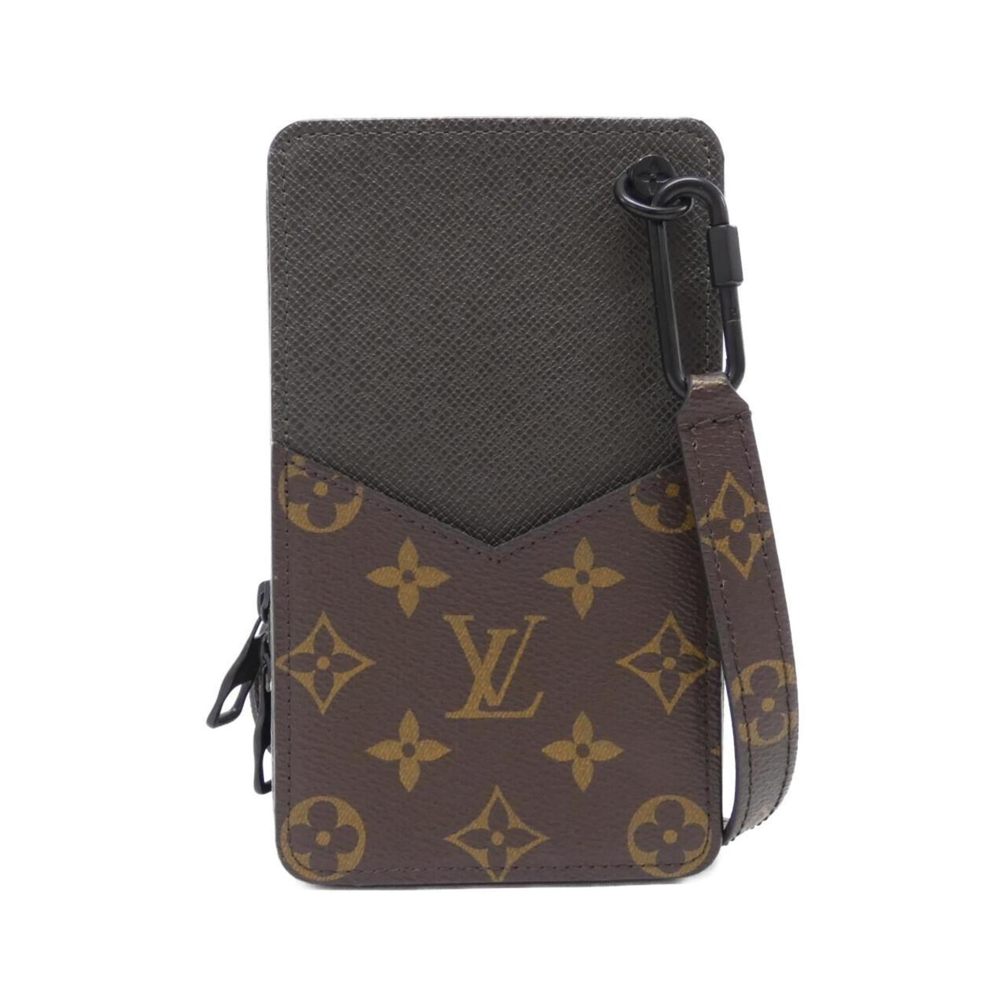 Louis Vuitton Black Khaki Marron Coated Canvas Leather Shoulder Bag (Pre-Owned)