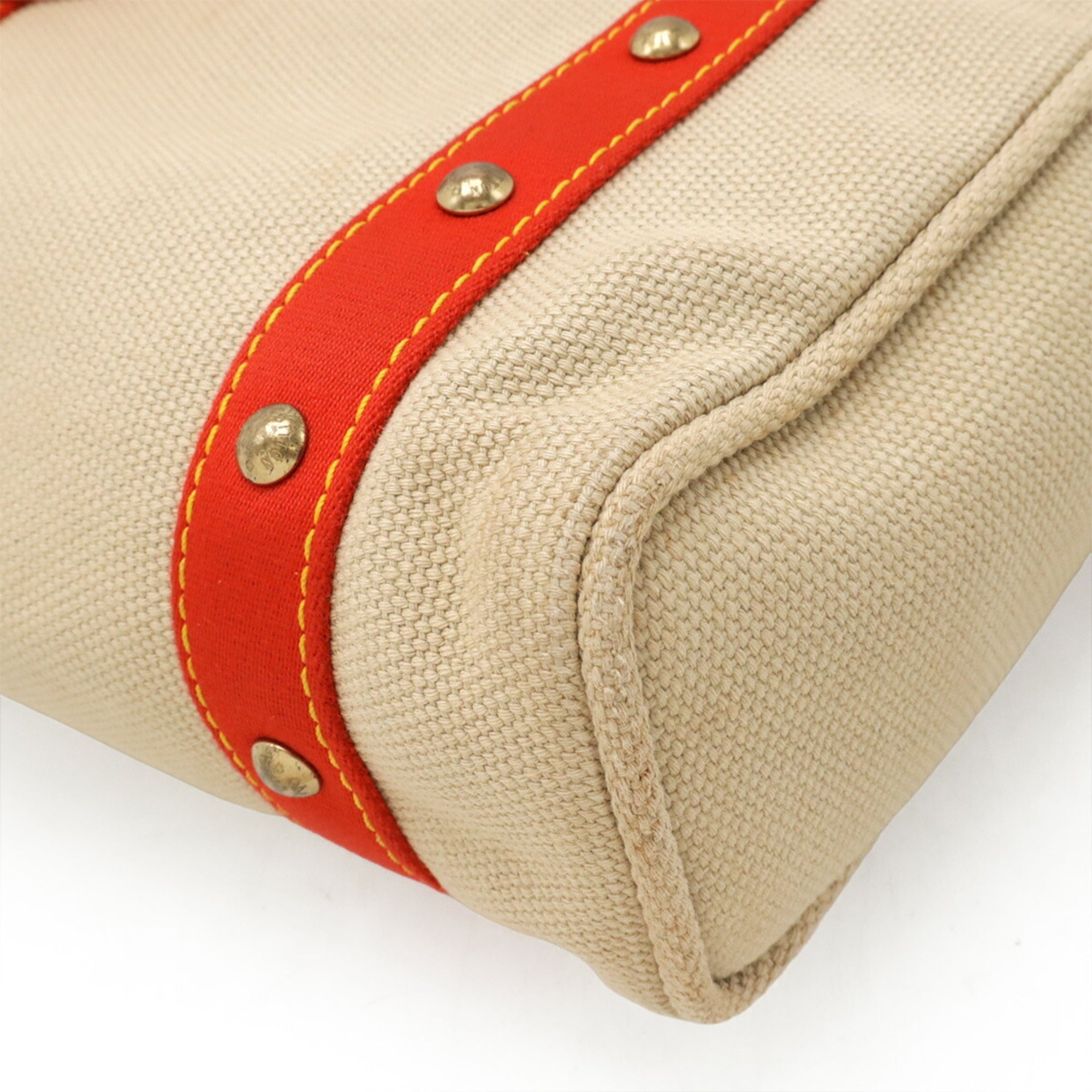 Louis Vuitton Beige Red Color Canvas Shoulder Bag Tote Bag (Pre-Owned)