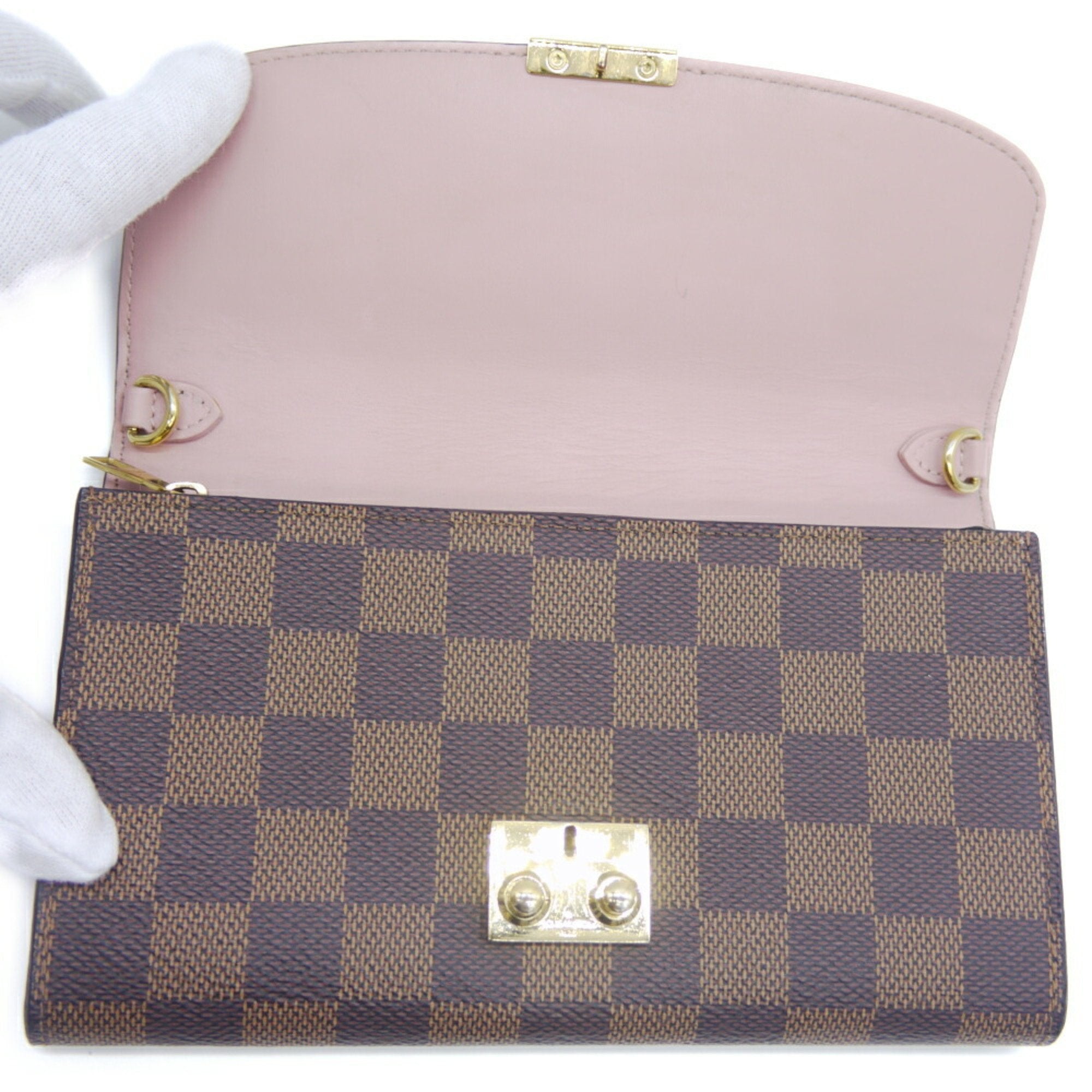 Louis Vuitton Magnolia Damier Canvas Leather Chain/Shoulder Wallet (Pre-Owned)
