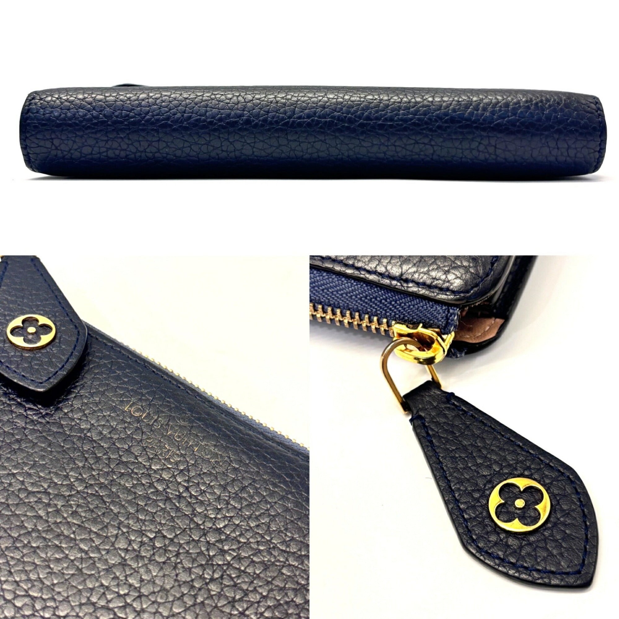 Louis Vuitton Navy Blue Leather Long Wallet (Bi-Fold) (Pre-Owned)