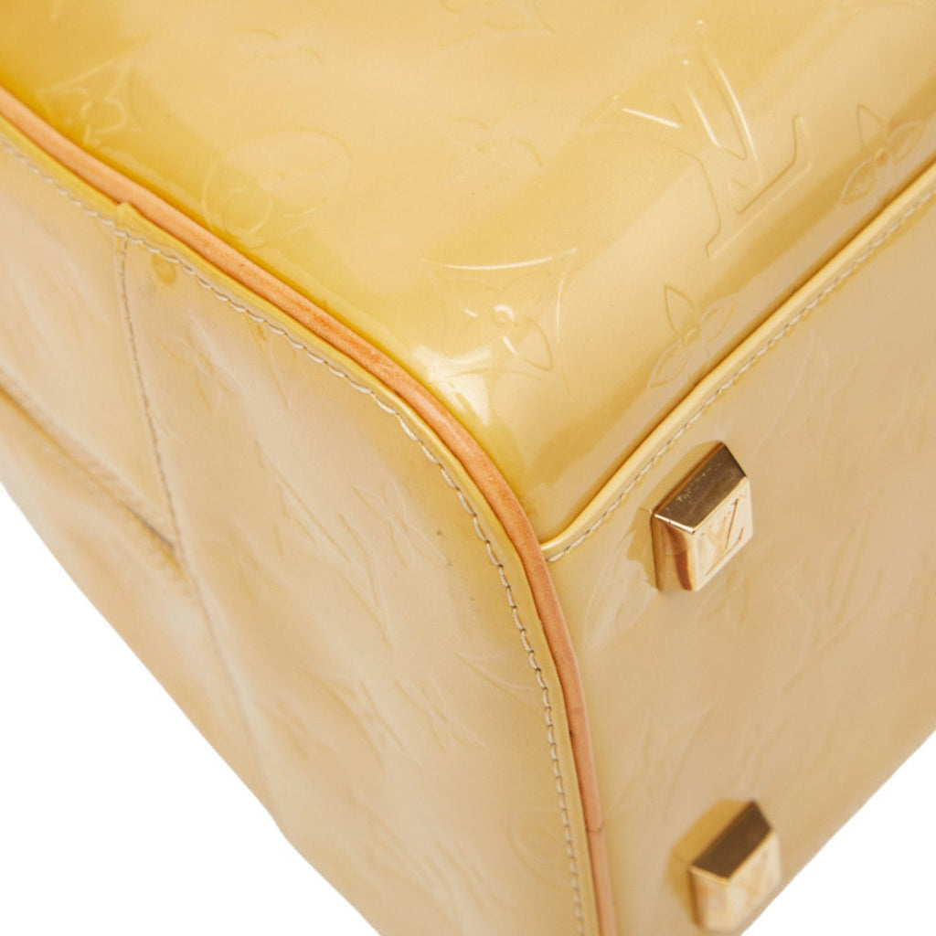 Louis Vuitton Beige Yellow Patent Leather Boston Bag Handbag (Pre-Owned)