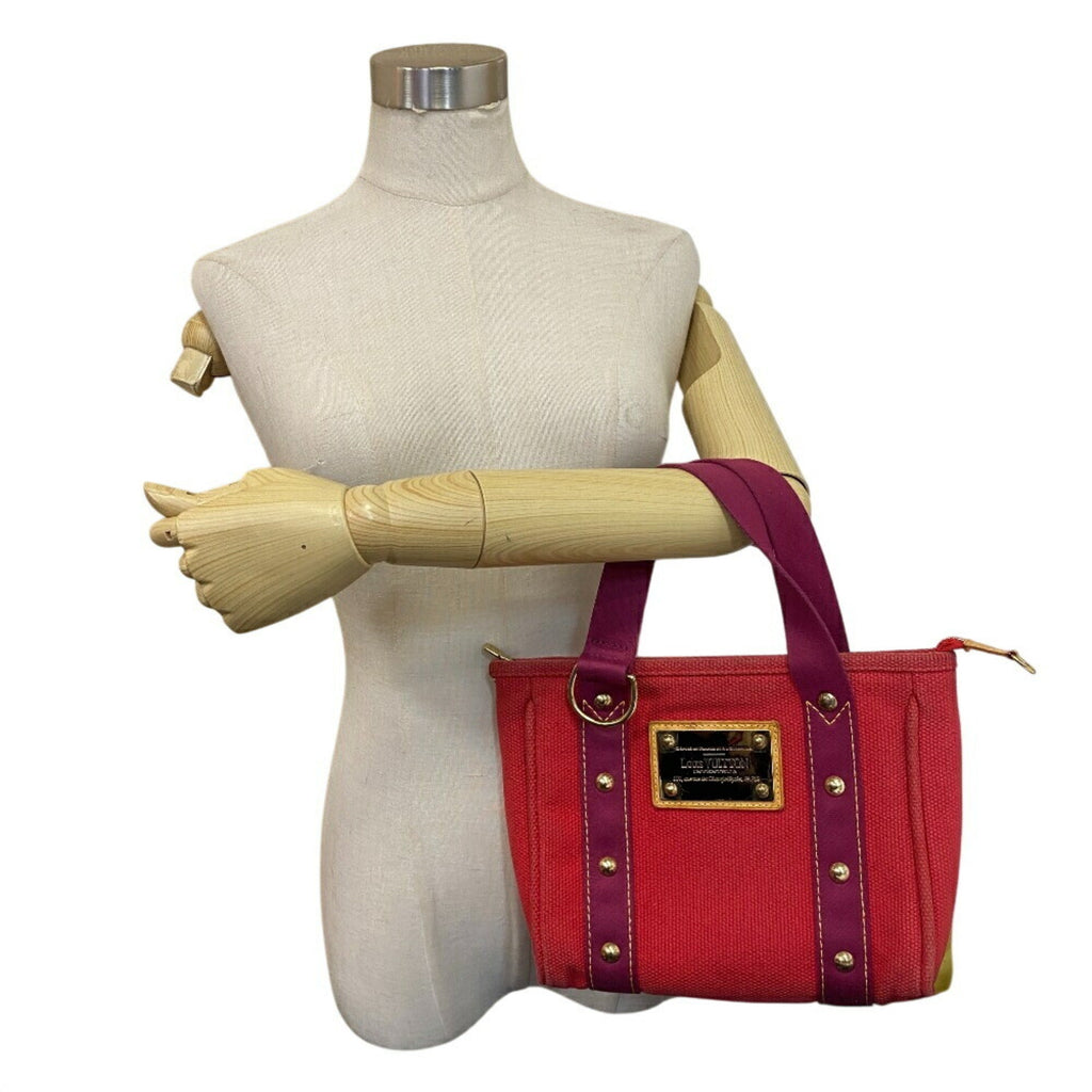 Louis Vuitton Red Color Canvas Handbag (Pre-Owned)