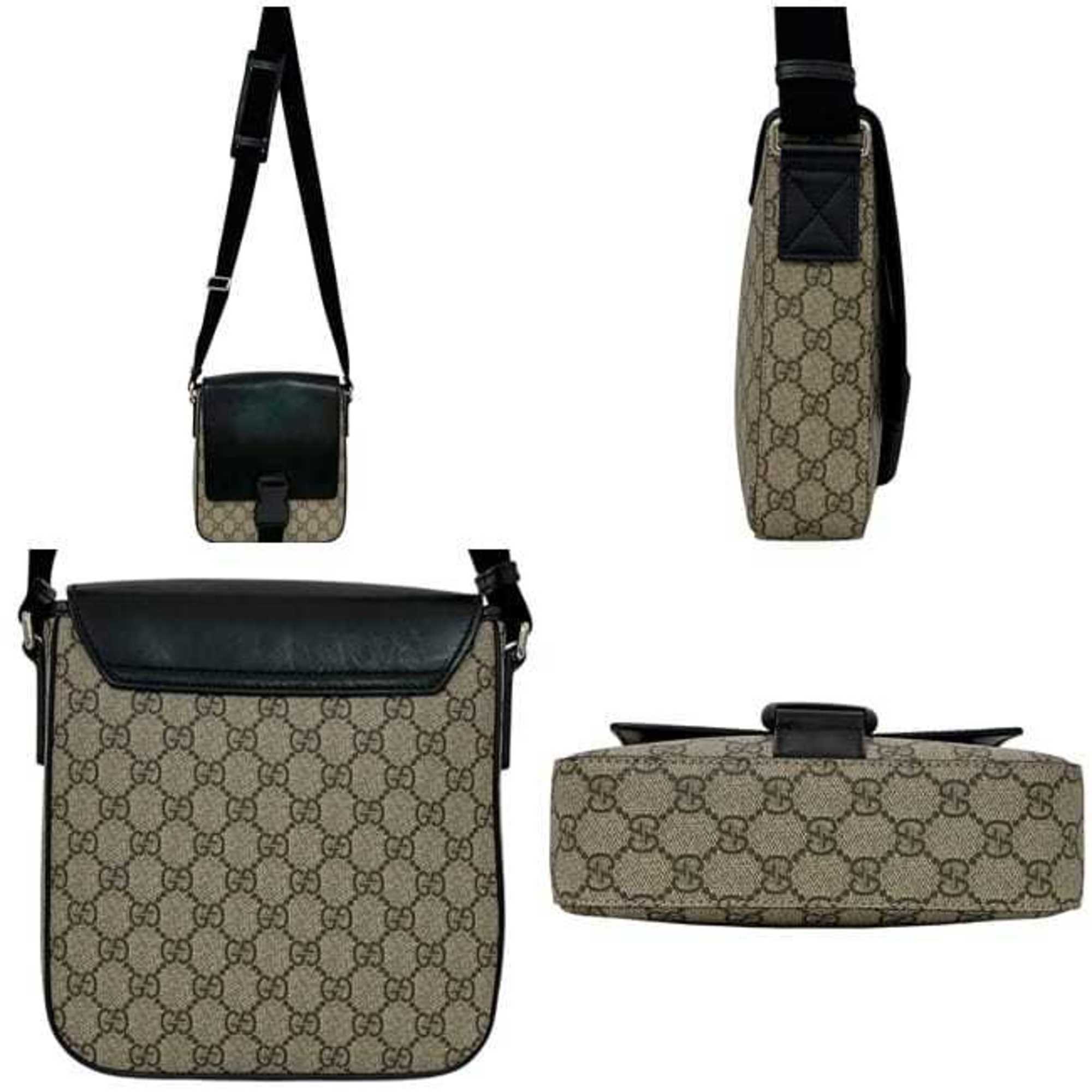 Buckle Flap Messenger Bag GG Coated Canvas with Leather Medium