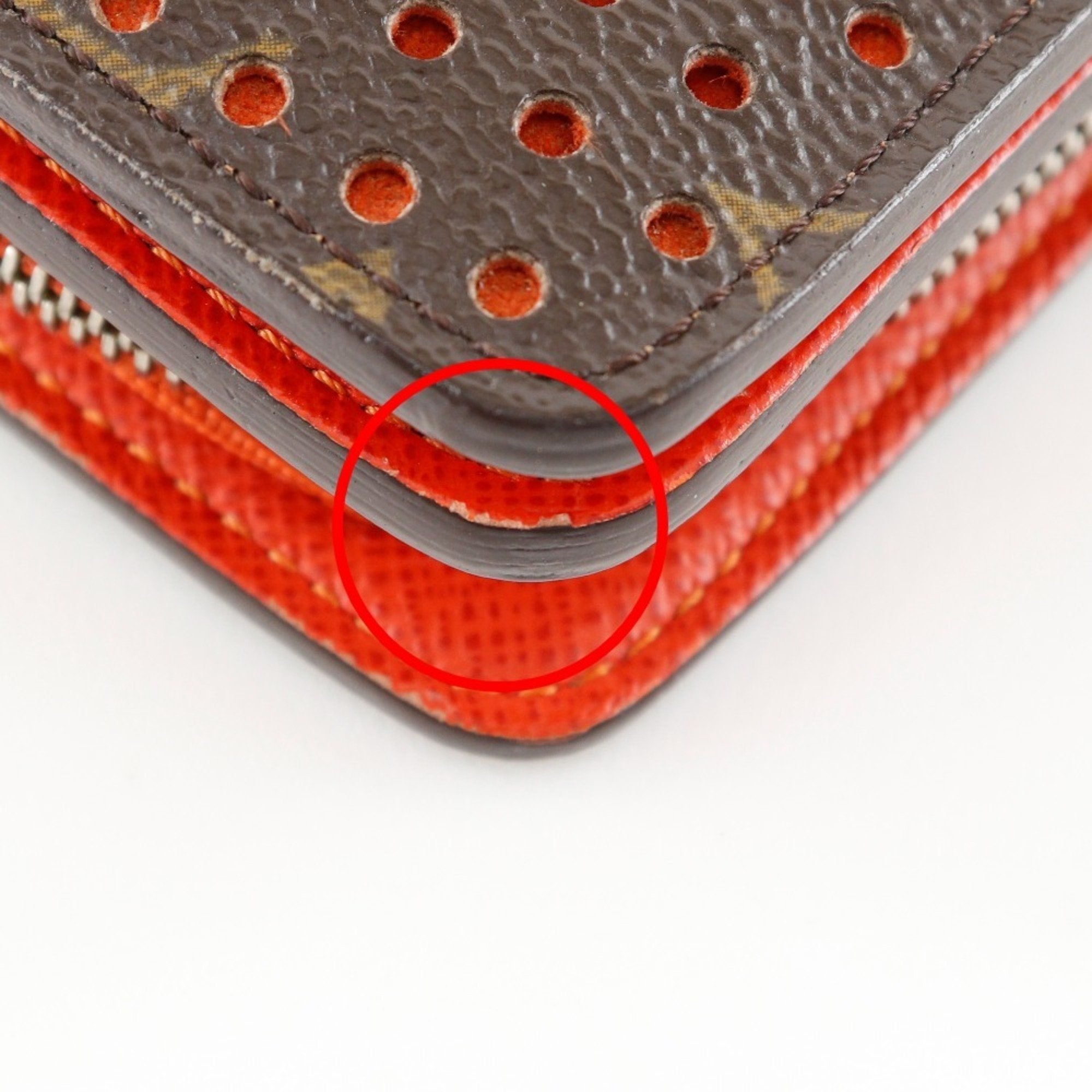 Louis Vuitton Lv Orange Orange Monogram Perforated Wallet (Bi-Fold) (Pre-Owned)