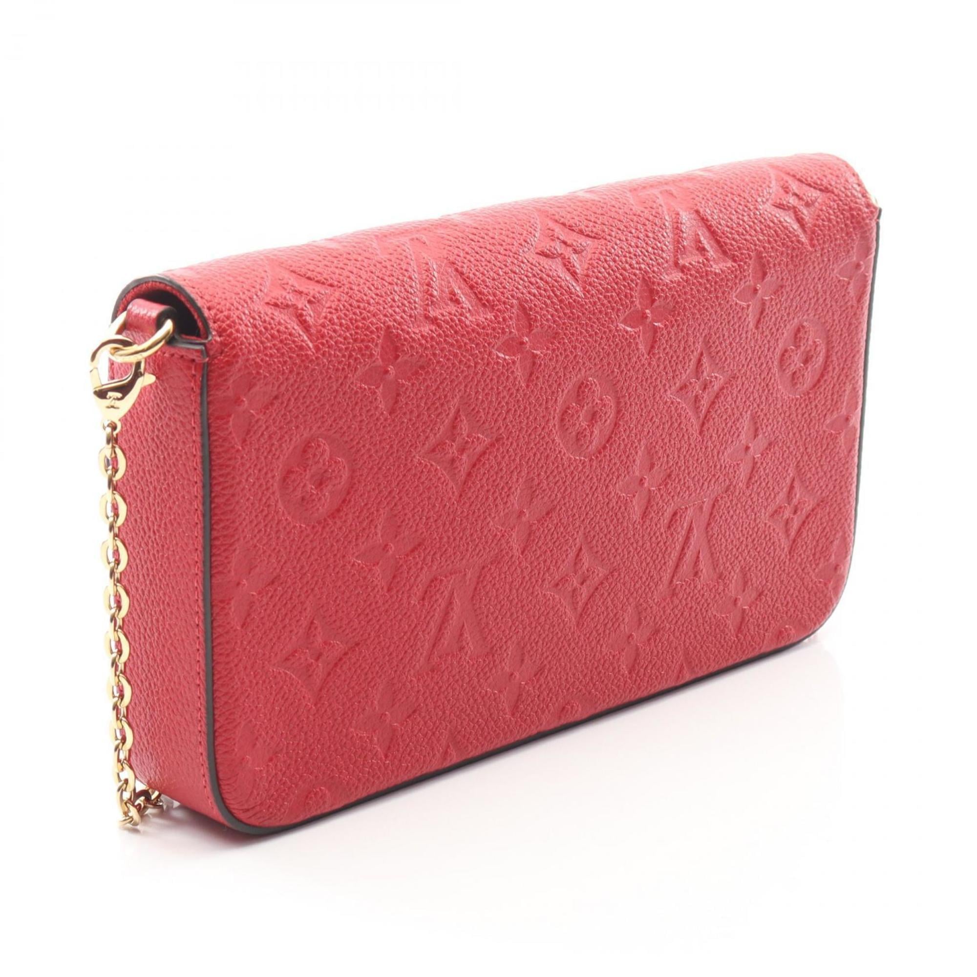 Louis Vuitton Red Color Rouge Monogram Empreinte Leather Pochette Shoulder Bag (Pre-Owned)