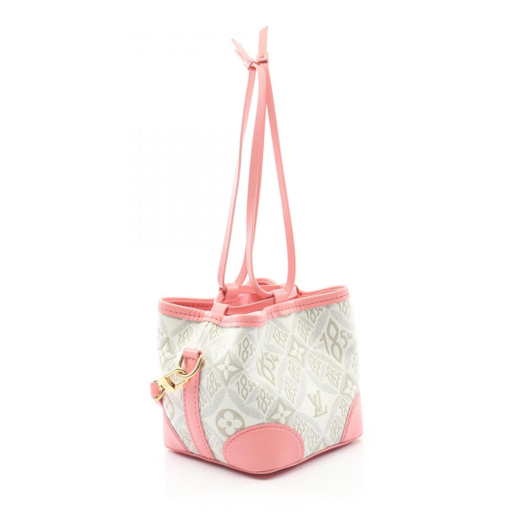 Louis Vuitton Pink White Canvas Leather Handbag (Pre-Owned)