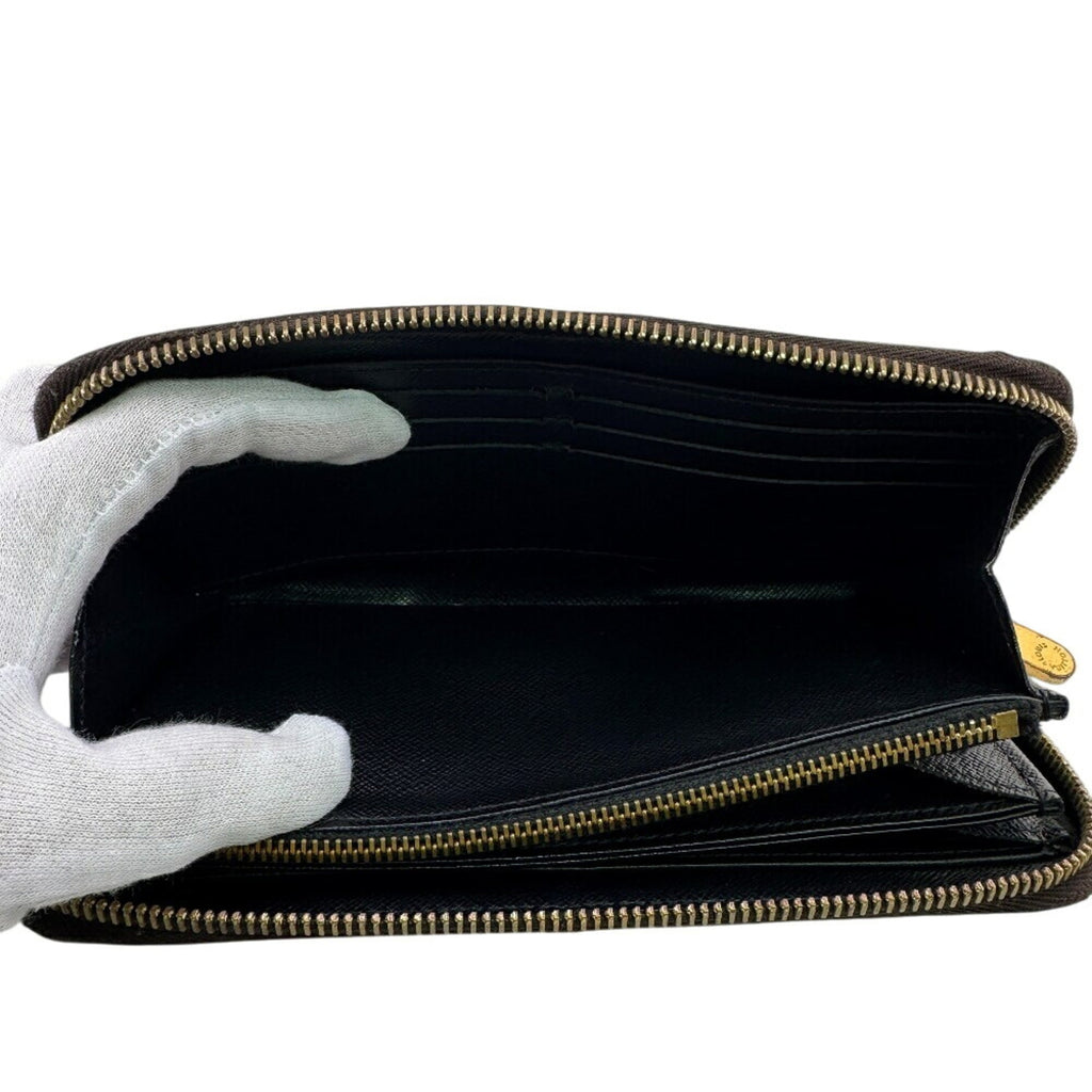 Louis Vuitton Black Brown Camel Leather Long Wallet (Bi-Fold) (Pre-Owned)