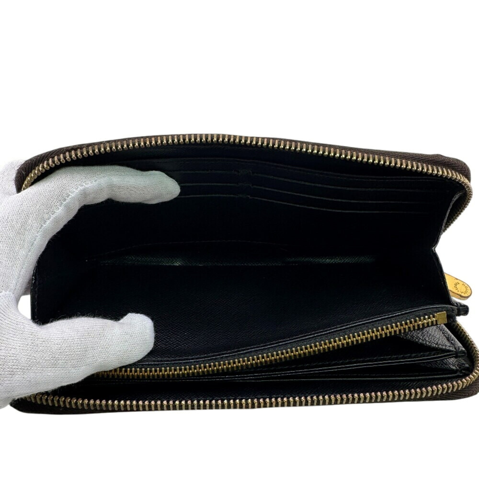 Louis Vuitton Black Brown Camel Leather Long Wallet (Bi-Fold) (Pre-Owned)