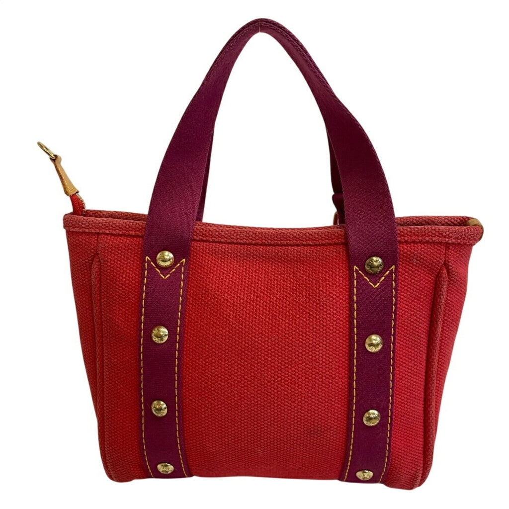 Louis Vuitton Red Color Canvas Handbag (Pre-Owned)