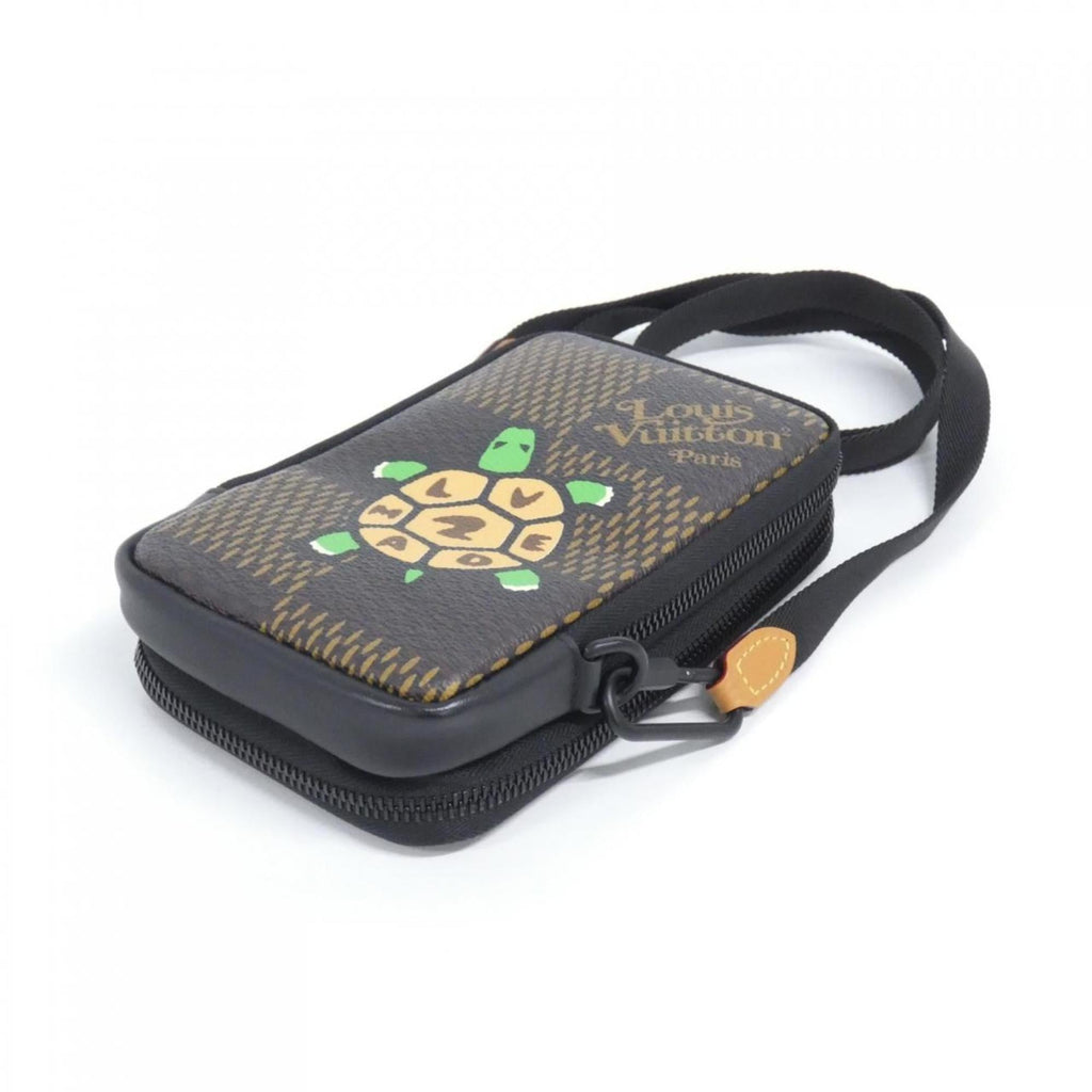 Louis Vuitton Black Brown Coated Canvas Phone Wallet (Pre-Owned)