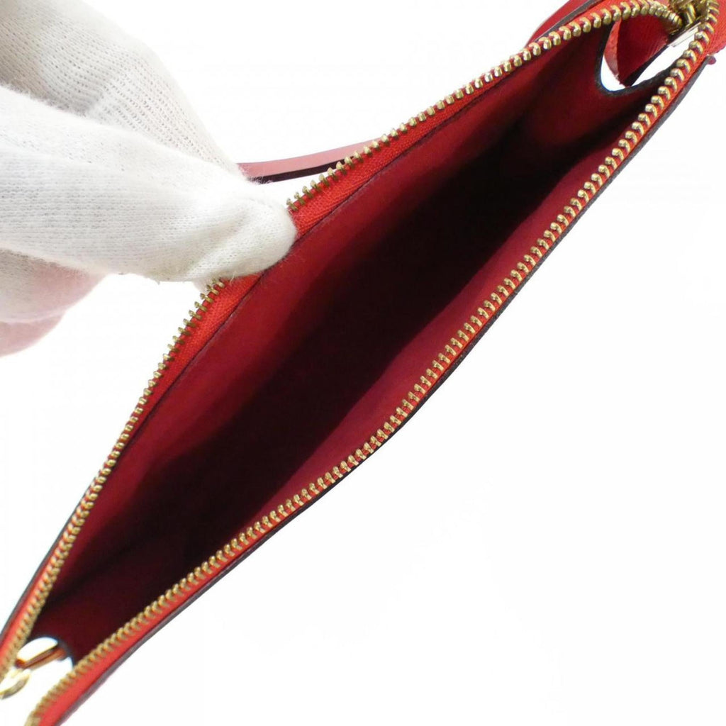 Louis Vuitton Red Color Leather Pochette Pouch (Pre-Owned)