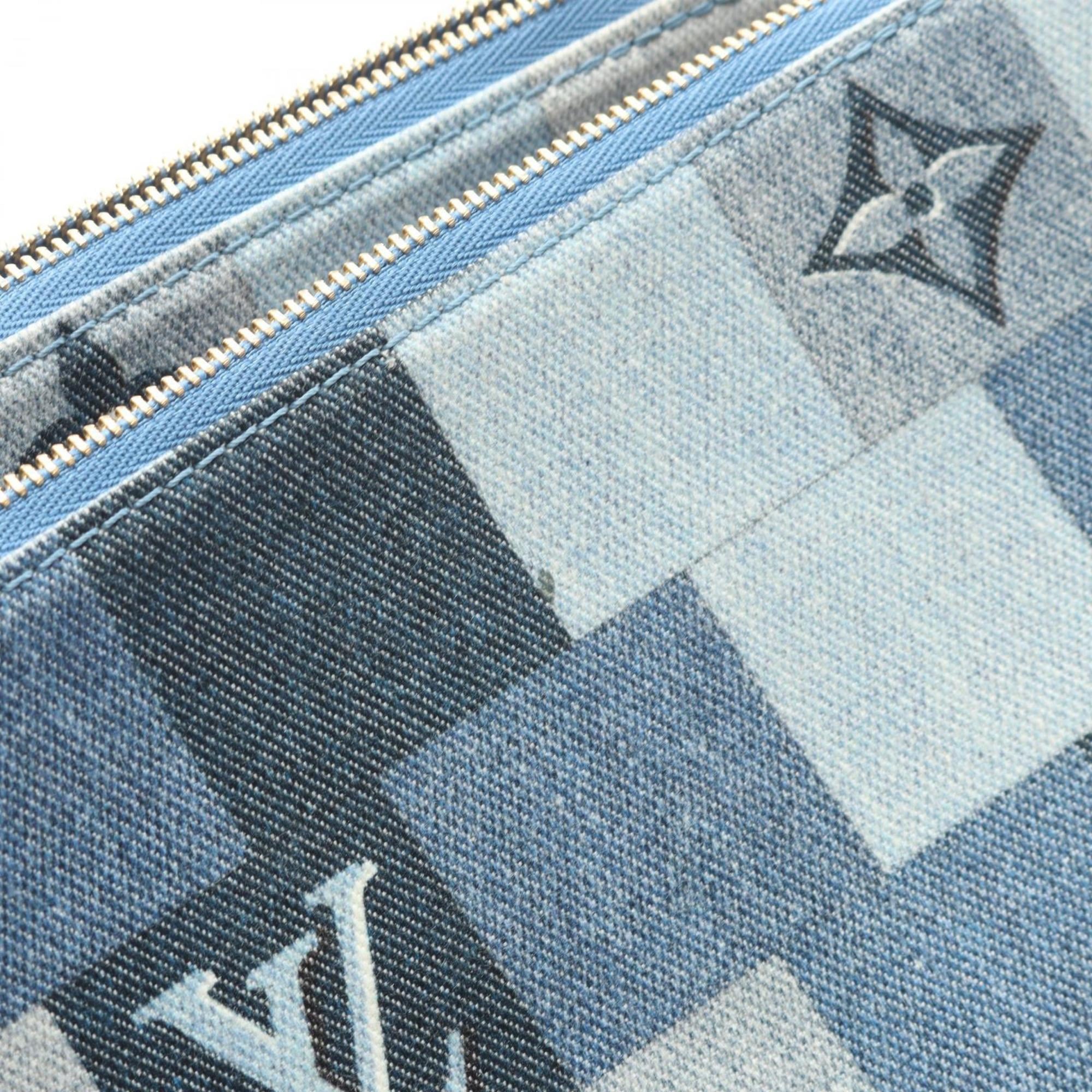 Louis Vuitton Blue Multi-Color Monogram Denim Leather Pochette Shoulder Bag (Pre-Owned)