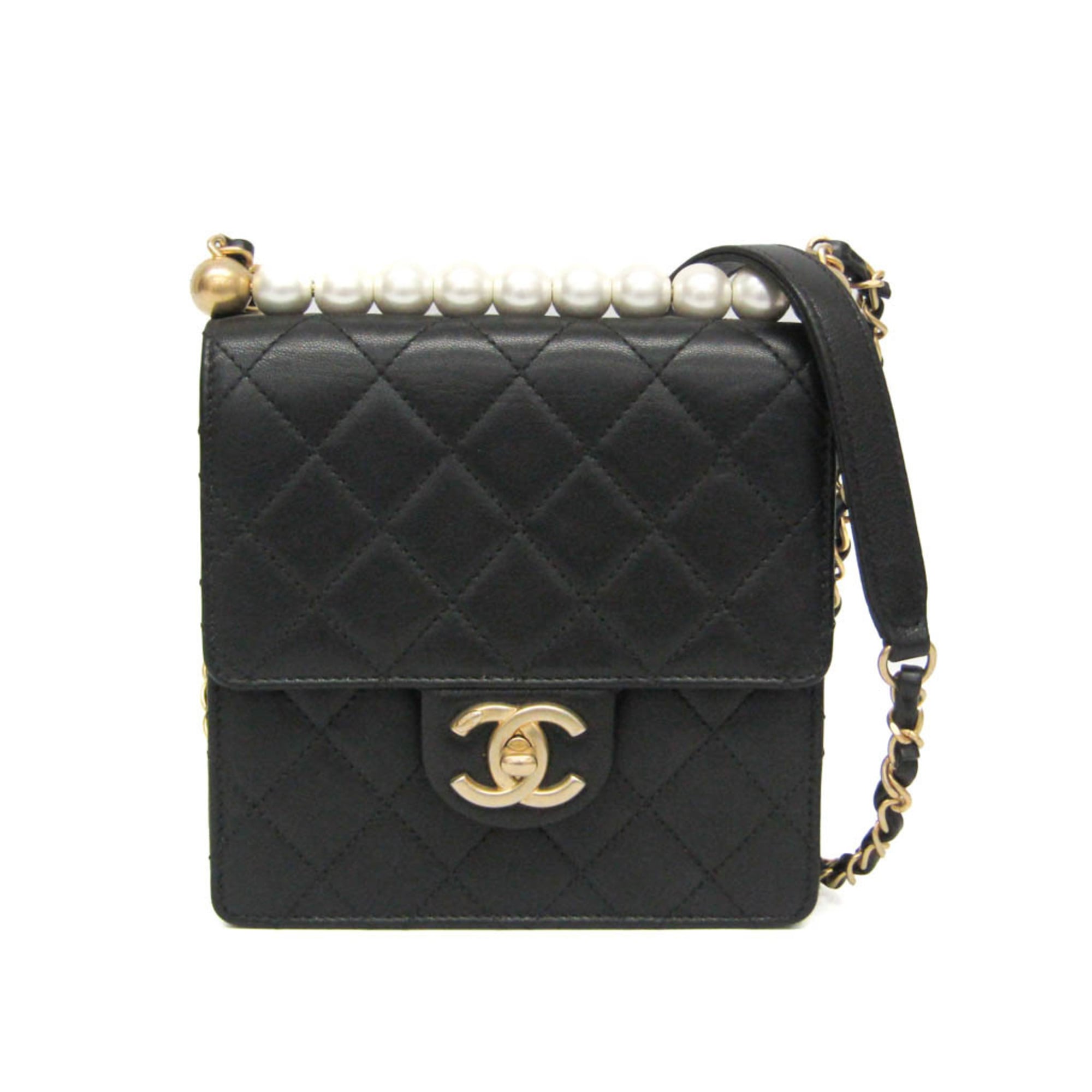 Chic Pearls Flap Bag Quilted Lambskin Mini