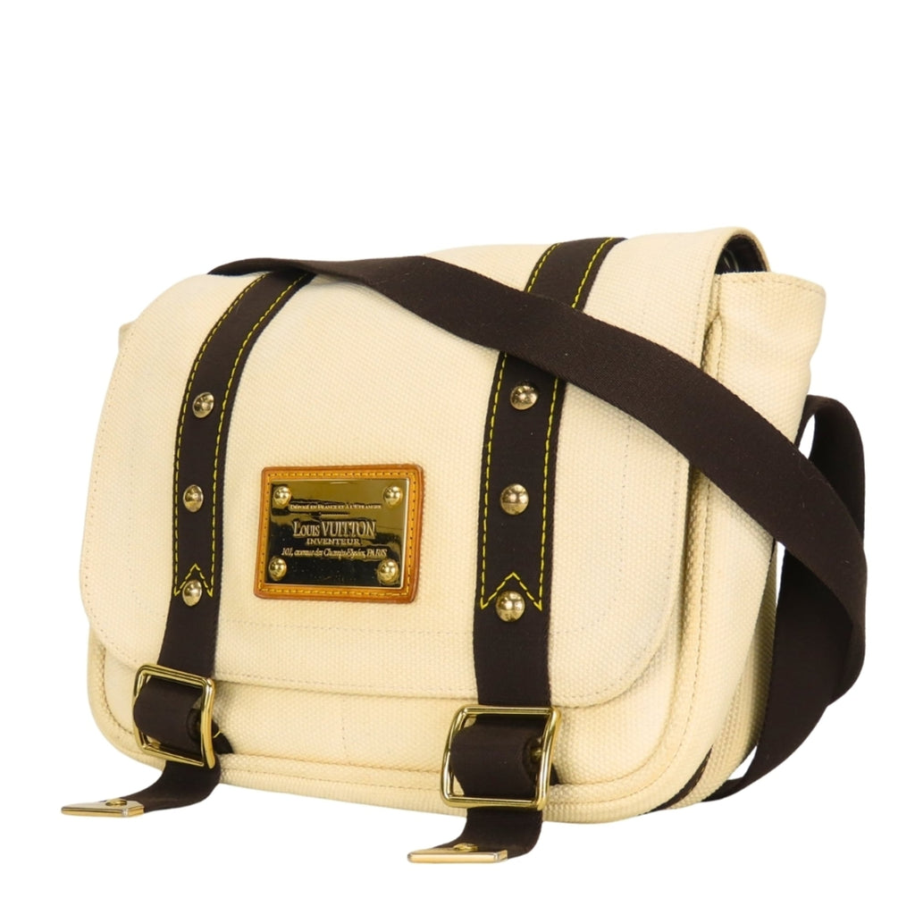 Louis Vuitton Brown Ecru Ivory Canvas Shoulder Bag (Pre-Owned)