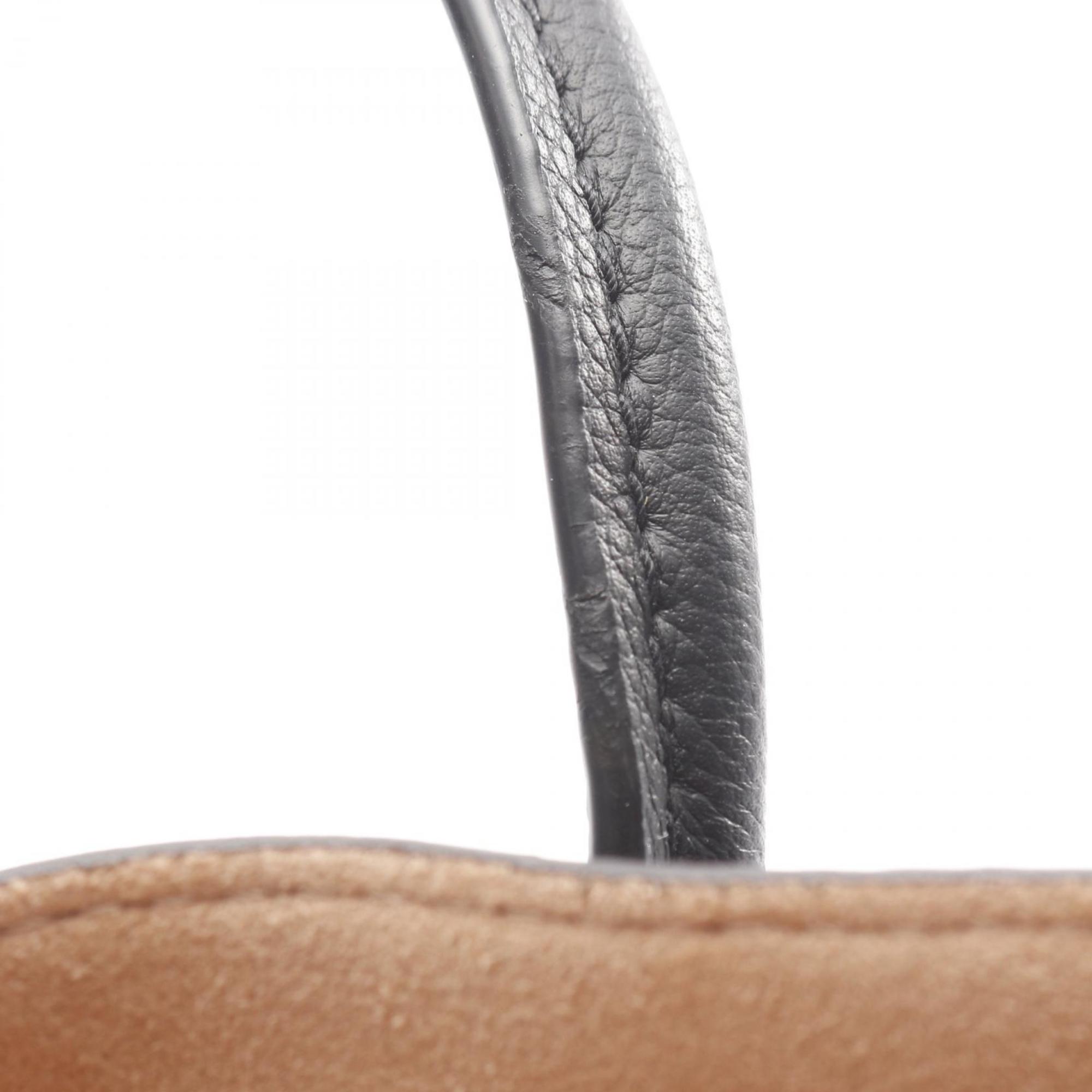 Louis Vuitton Black Brown Monogram Coated Canvas Leather Tote Bag (Pre-Owned)