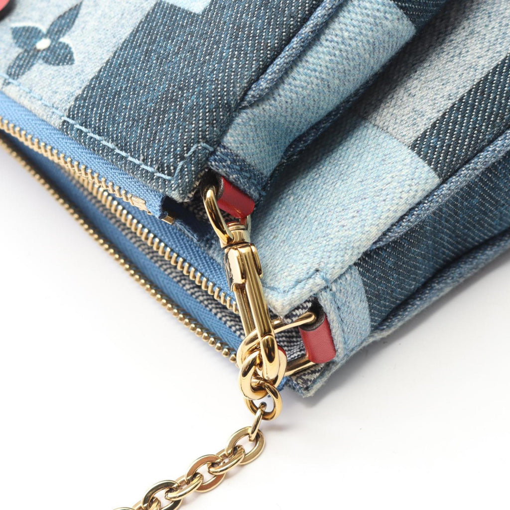 Louis Vuitton Blue Multi-Color Monogram Denim Leather Pochette Shoulder Bag (Pre-Owned)
