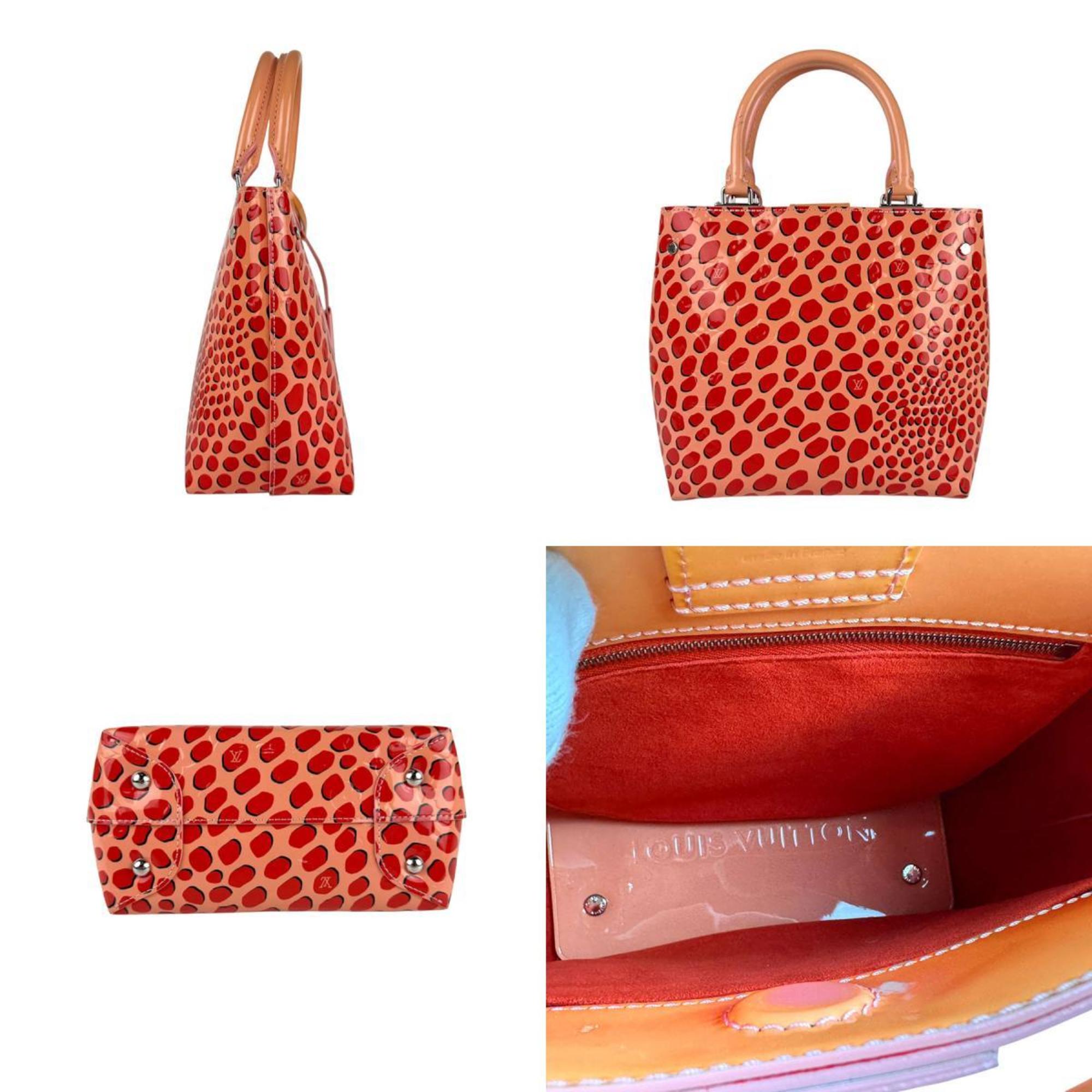Louis Vuitton Pink Beige Red Color Patent Leather Handbag Shoulder Bag (Pre-Owned)