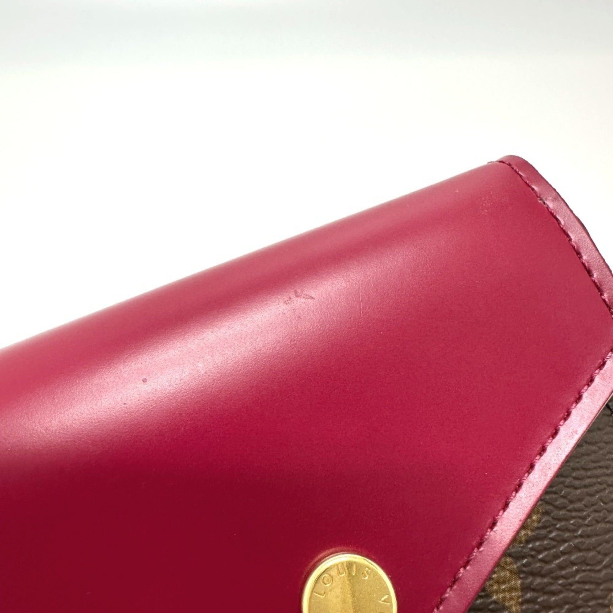 Louis Vuitton Monogram Brown Fuchsia Monogram Wallet (Tri-Fold) (Pre-Owned)