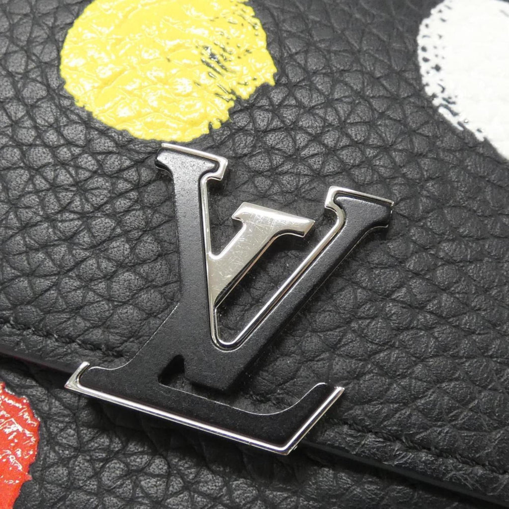 Louis Vuitton Black Leather Wallet (Tri-Fold) (Pre-Owned)