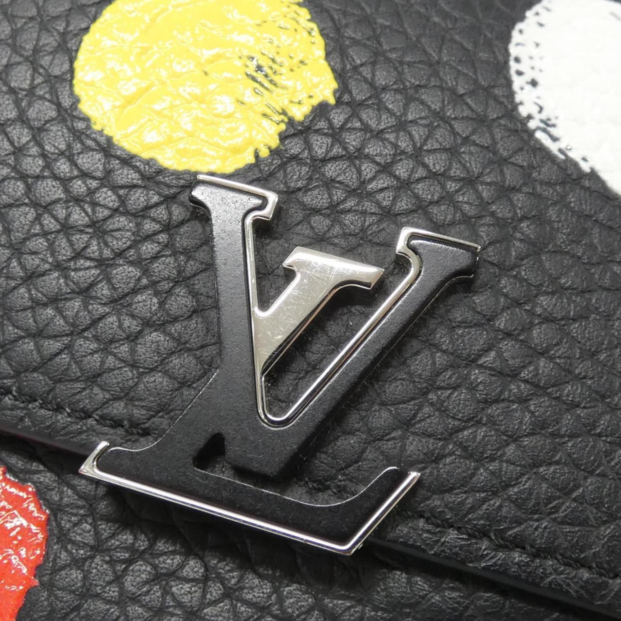Louis Vuitton Black Leather Wallet (Tri-Fold) (Pre-Owned)