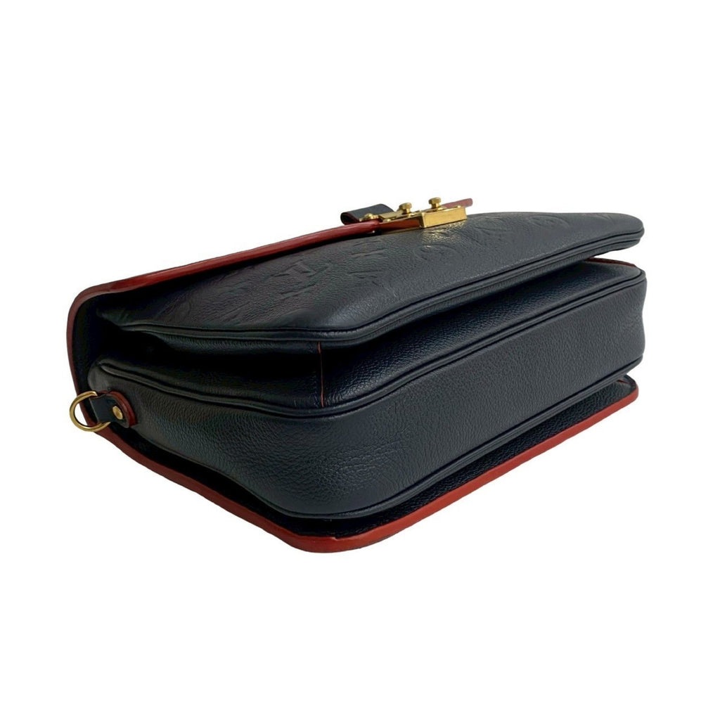 Louis Vuitton Navy Red Color Leather Handbag Shoulder Bag (Pre-Owned)
