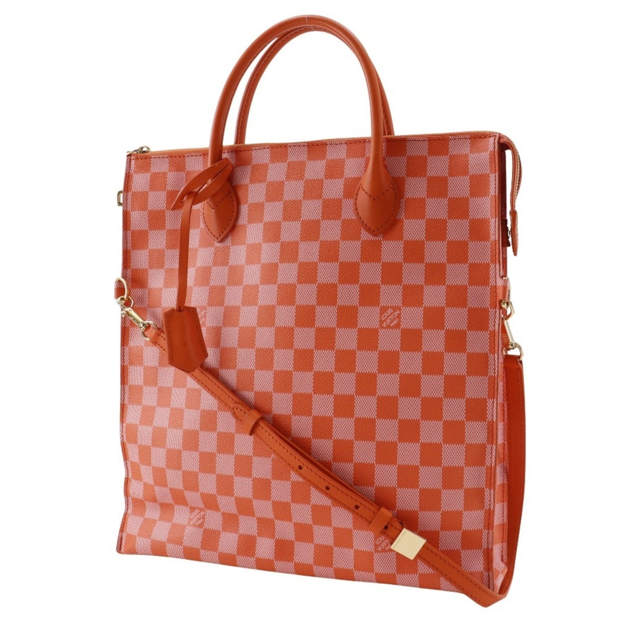 Louis Vuitton Orange Pimont Damier Canvas Handbag Tote Bag (Pre-Owned)
